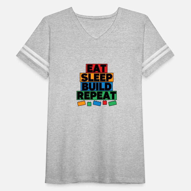 Funny Eat Sleep Build Repeat Building Blocks Men