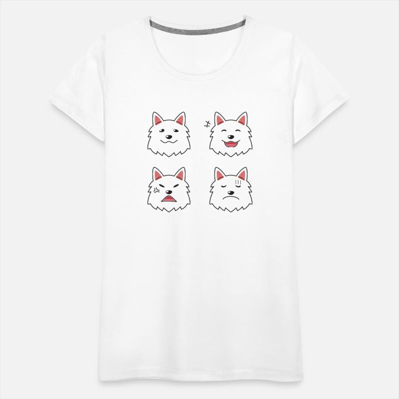 Funny White Dog Cartoon Faces