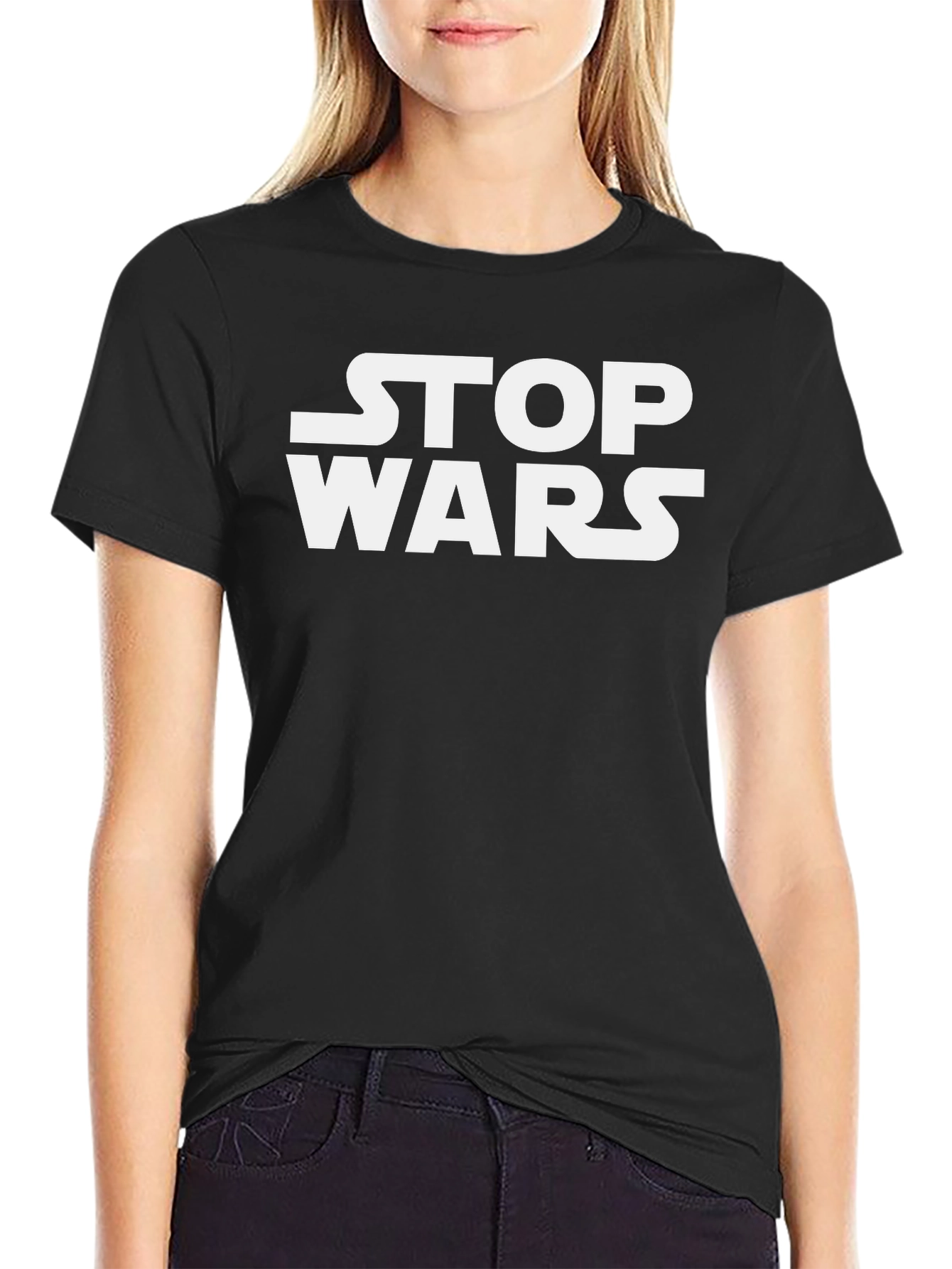 Stop Wars Graphic Tee - Black Cotton