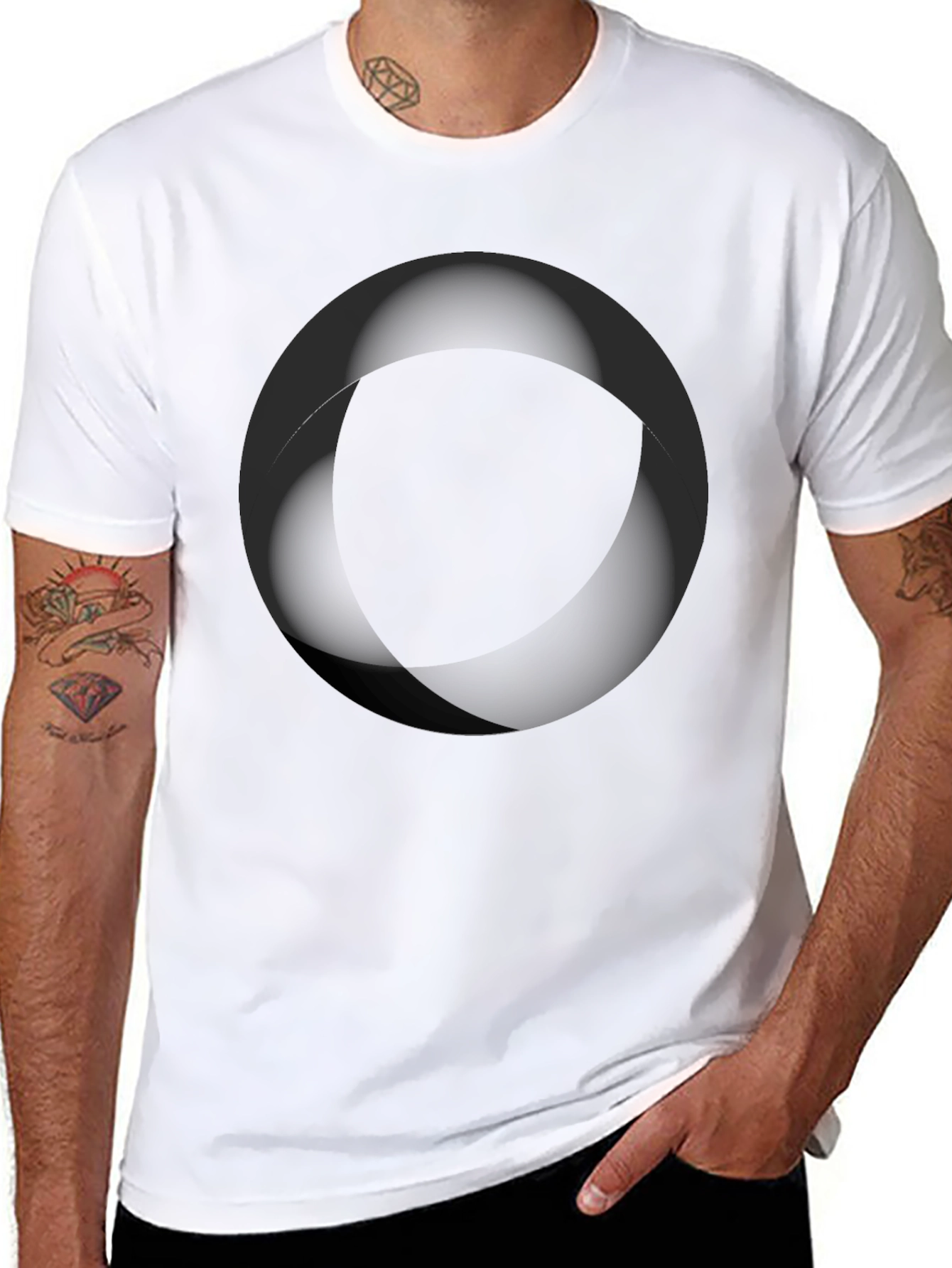 Modern Black Circle Graphic Tee - Casual Style