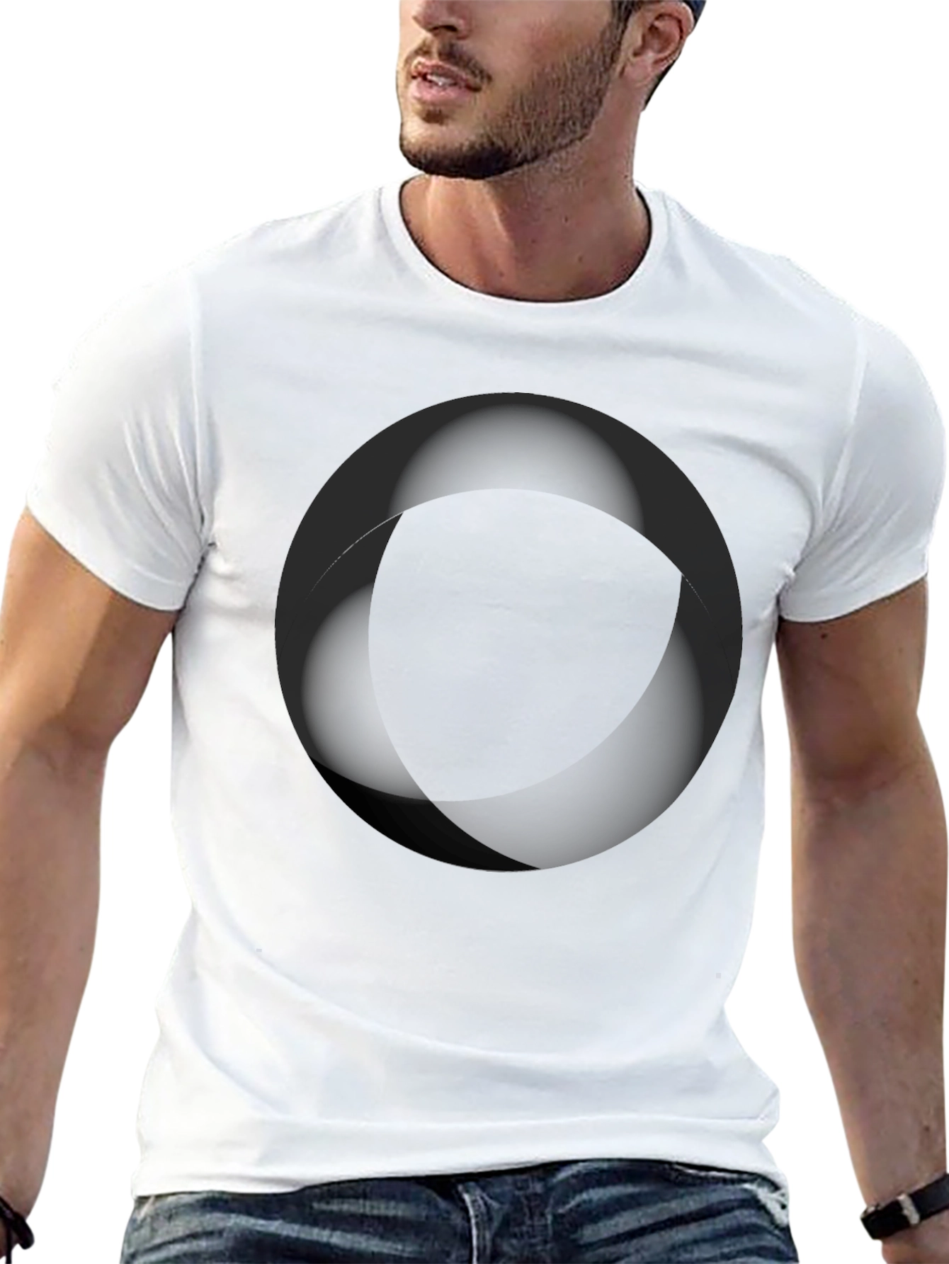 Modern Black Circle Graphic Tee - Casual Style