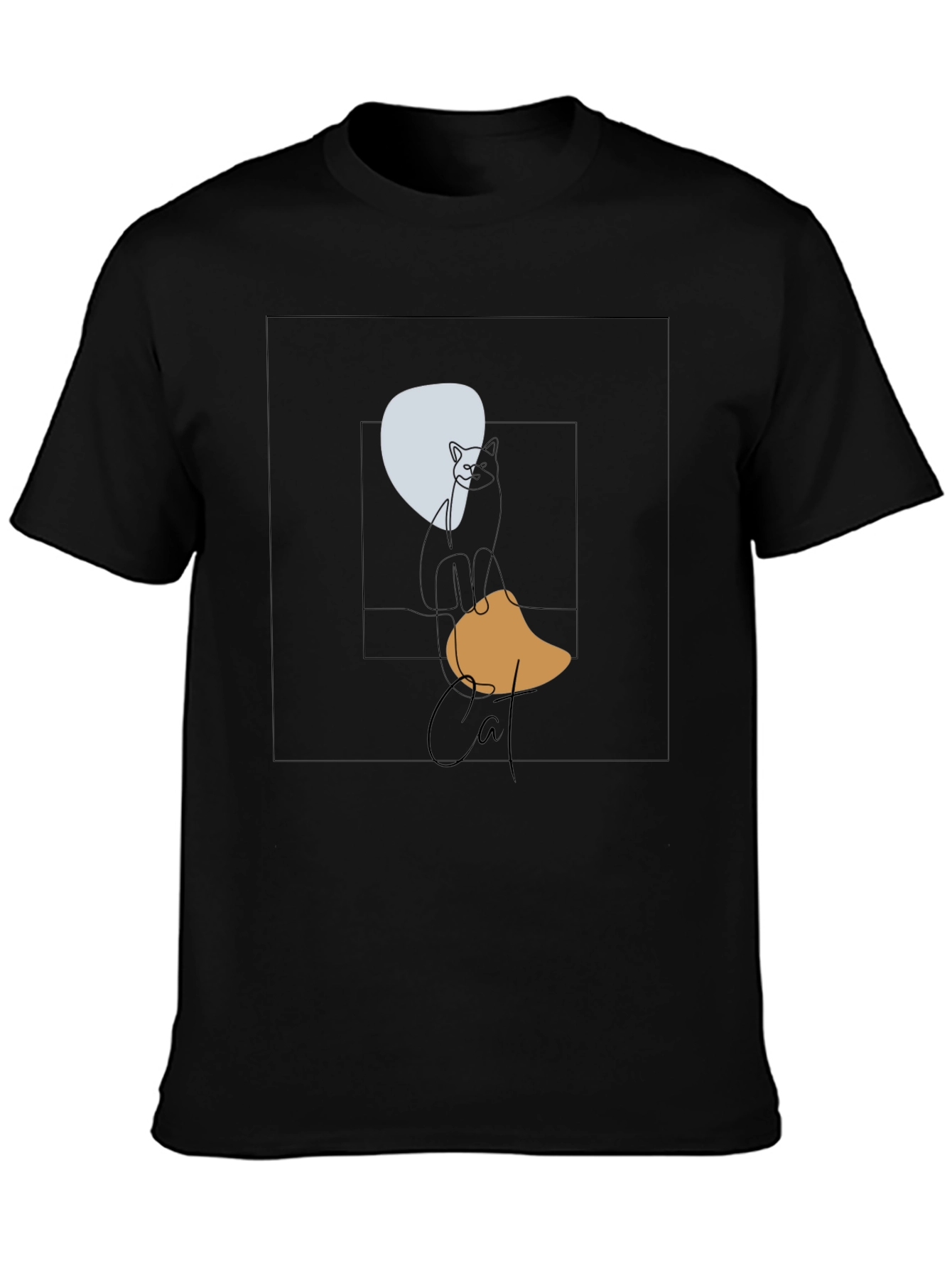Abstract Cat Graphic T-Shirt - Modern Art Tee