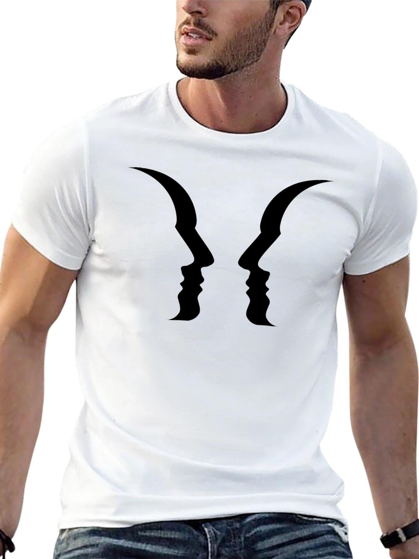 Optical Illusion Face Profile Graphic Tee
