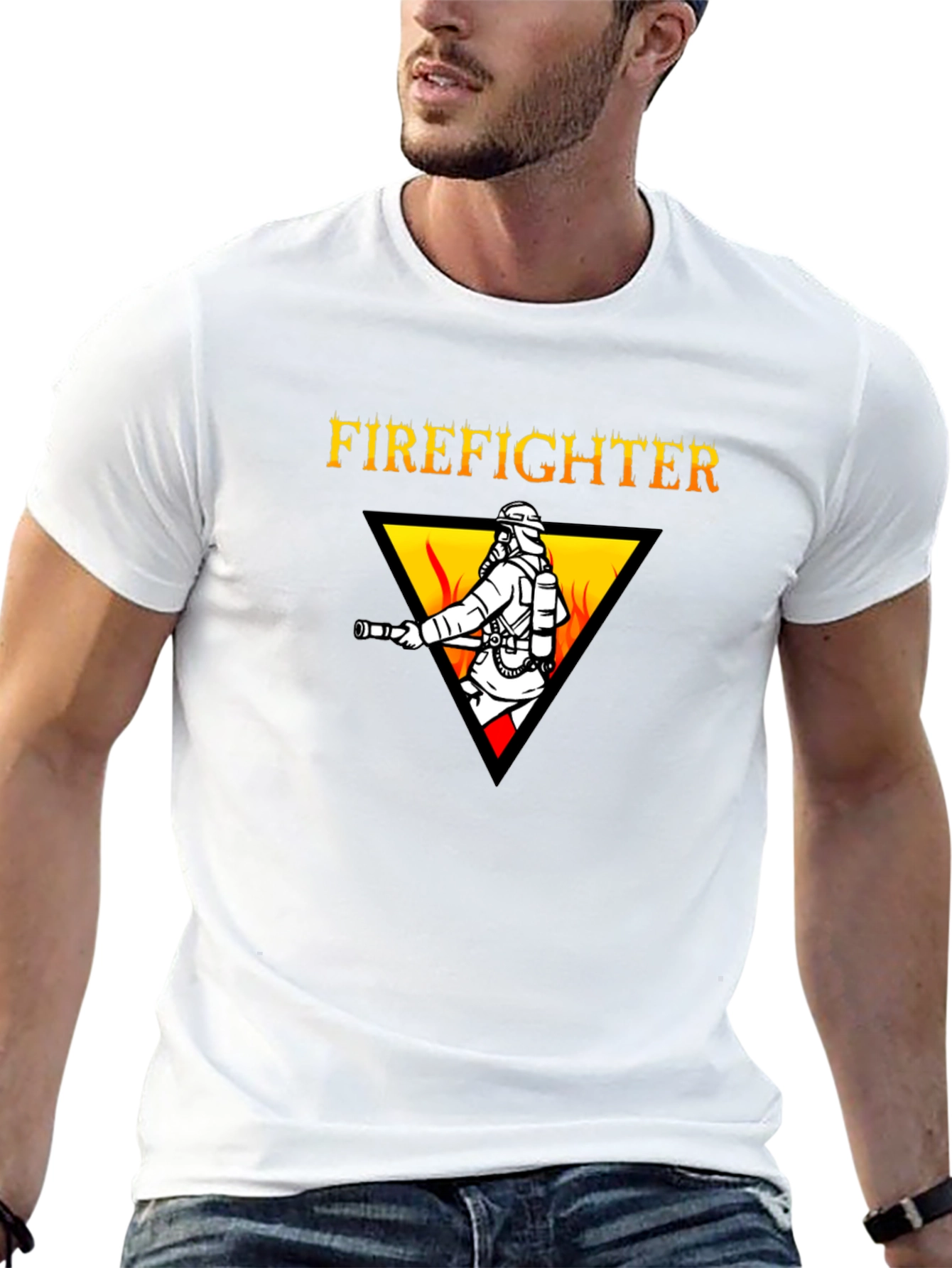 Firefighter Graphic Tee - Black Cotton T-Shirt
