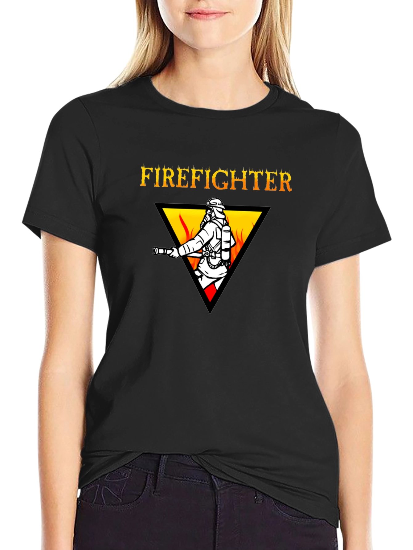 Firefighter Graphic Tee - Black Cotton T-Shirt