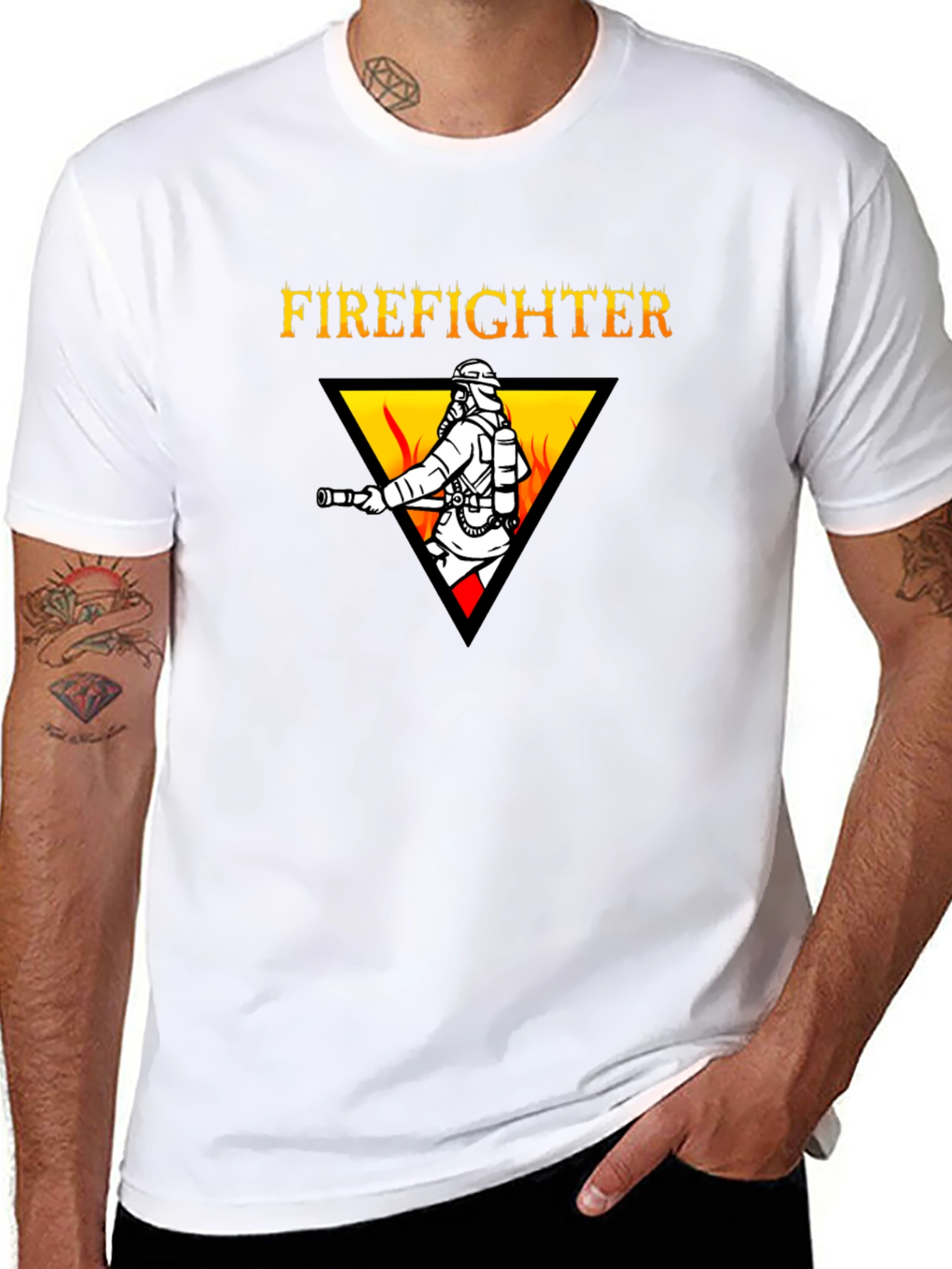 Firefighter Graphic Tee - Black Cotton T-Shirt