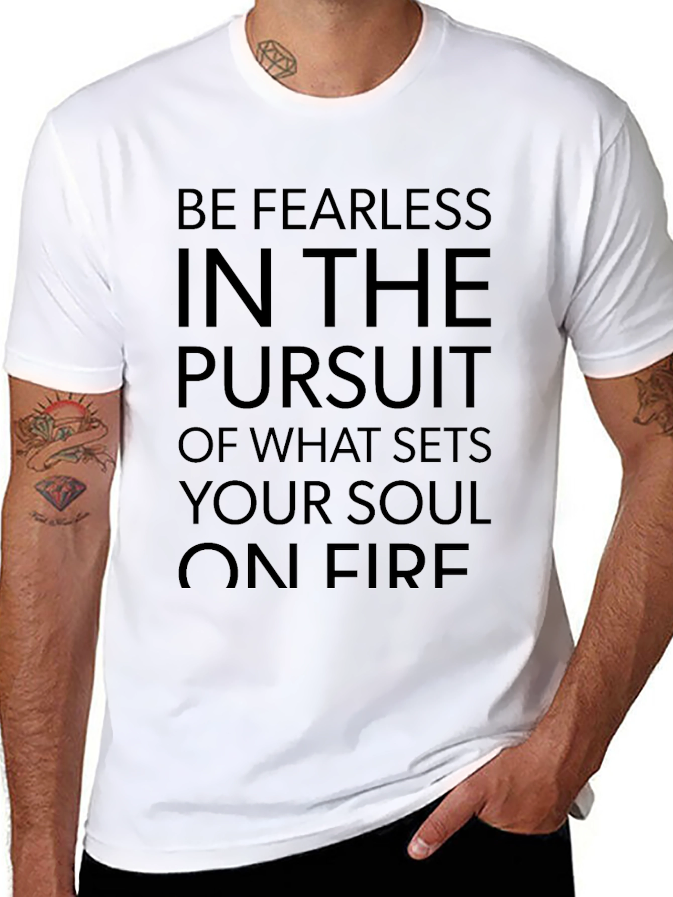 Fearless Pursuit Graphic Tee - Black Cotton Blend T-Shirt