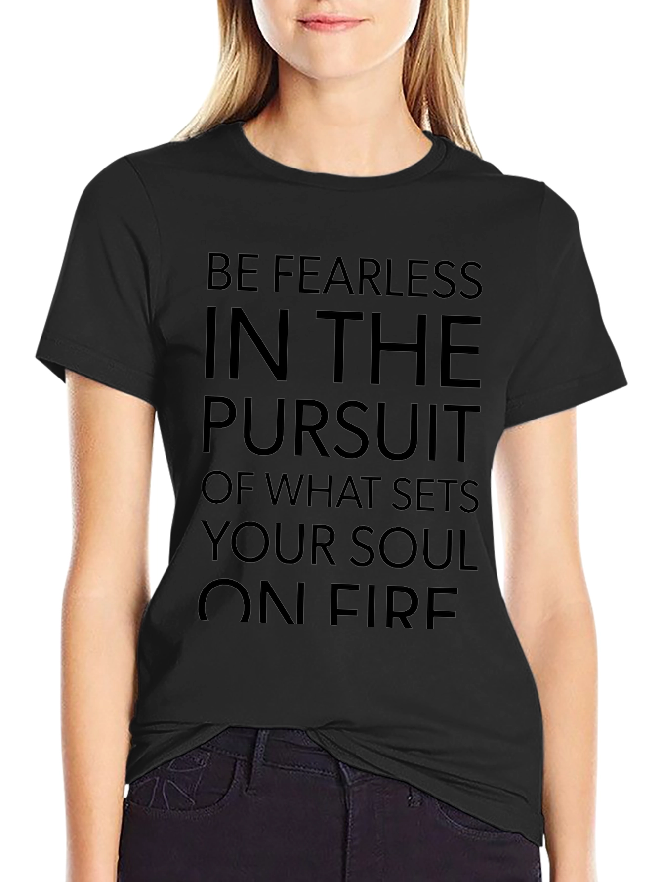 Fearless Pursuit Graphic Tee - Black Cotton Blend T-Shirt