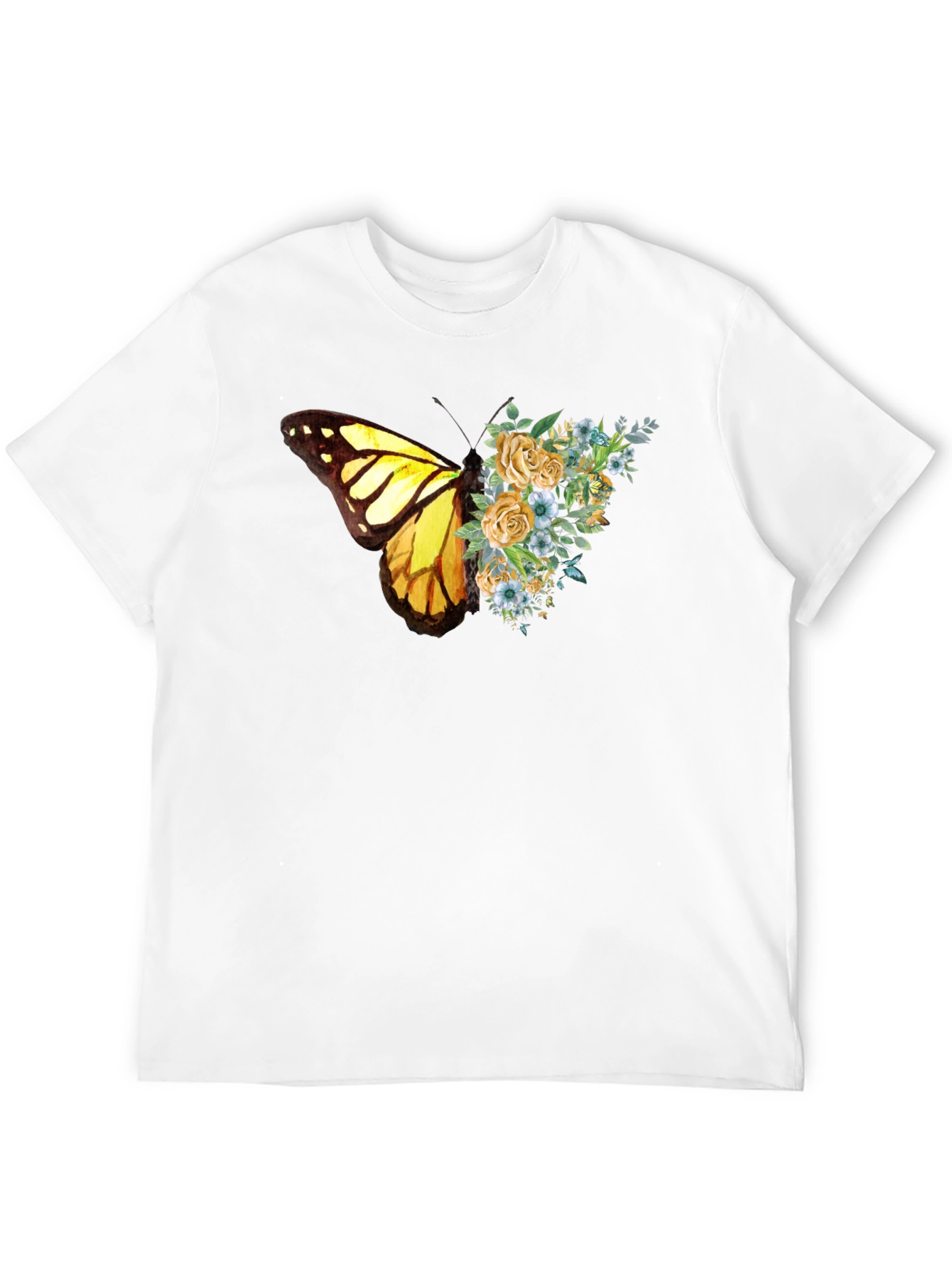Butterfly Floral Graphic Tee - Soft Cotton Blend