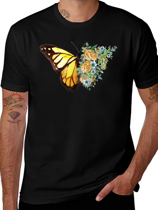 Butterfly Floral Graphic Tee - Soft Cotton Blend