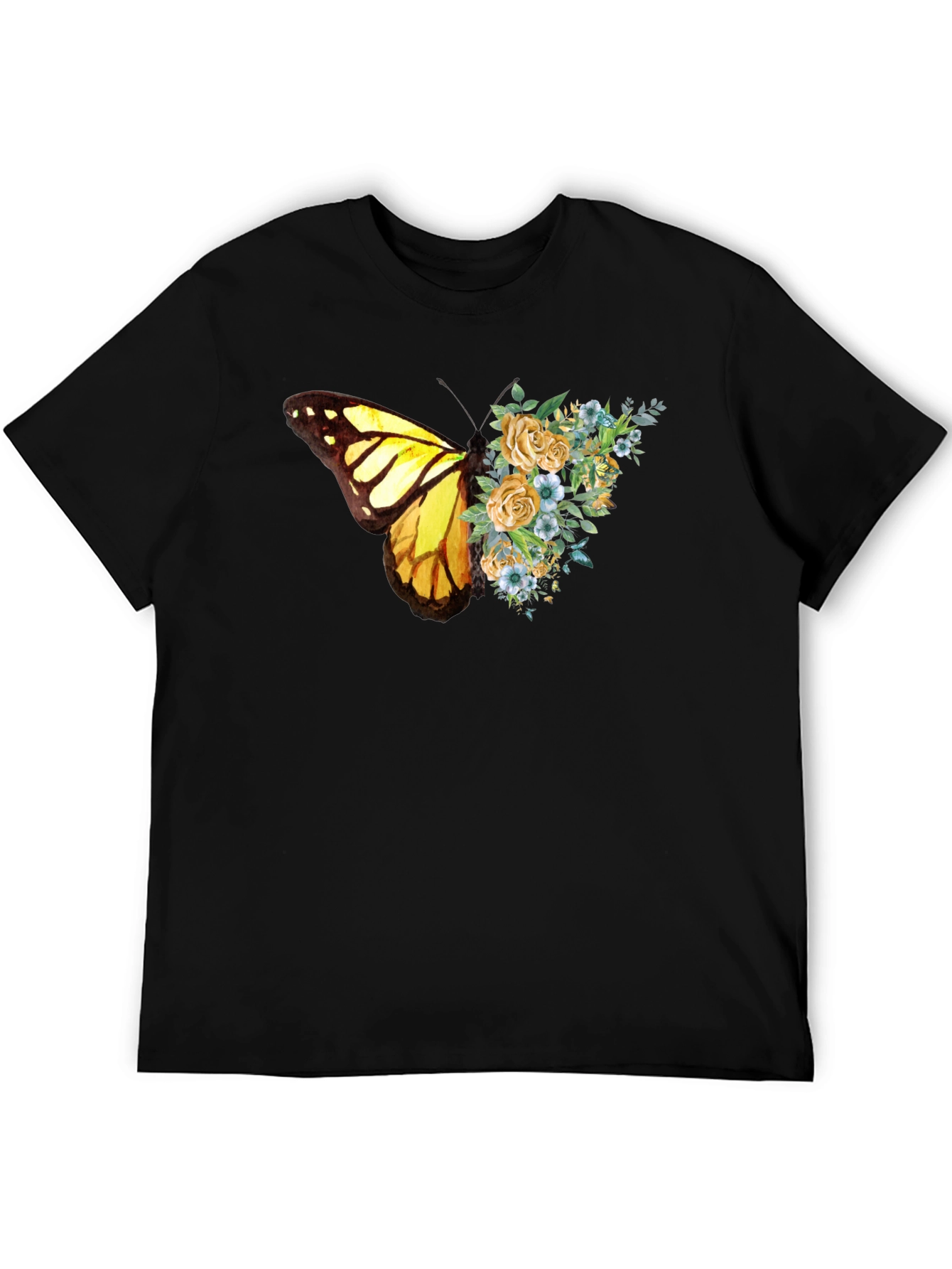Butterfly Floral Graphic Tee - Soft Cotton Blend