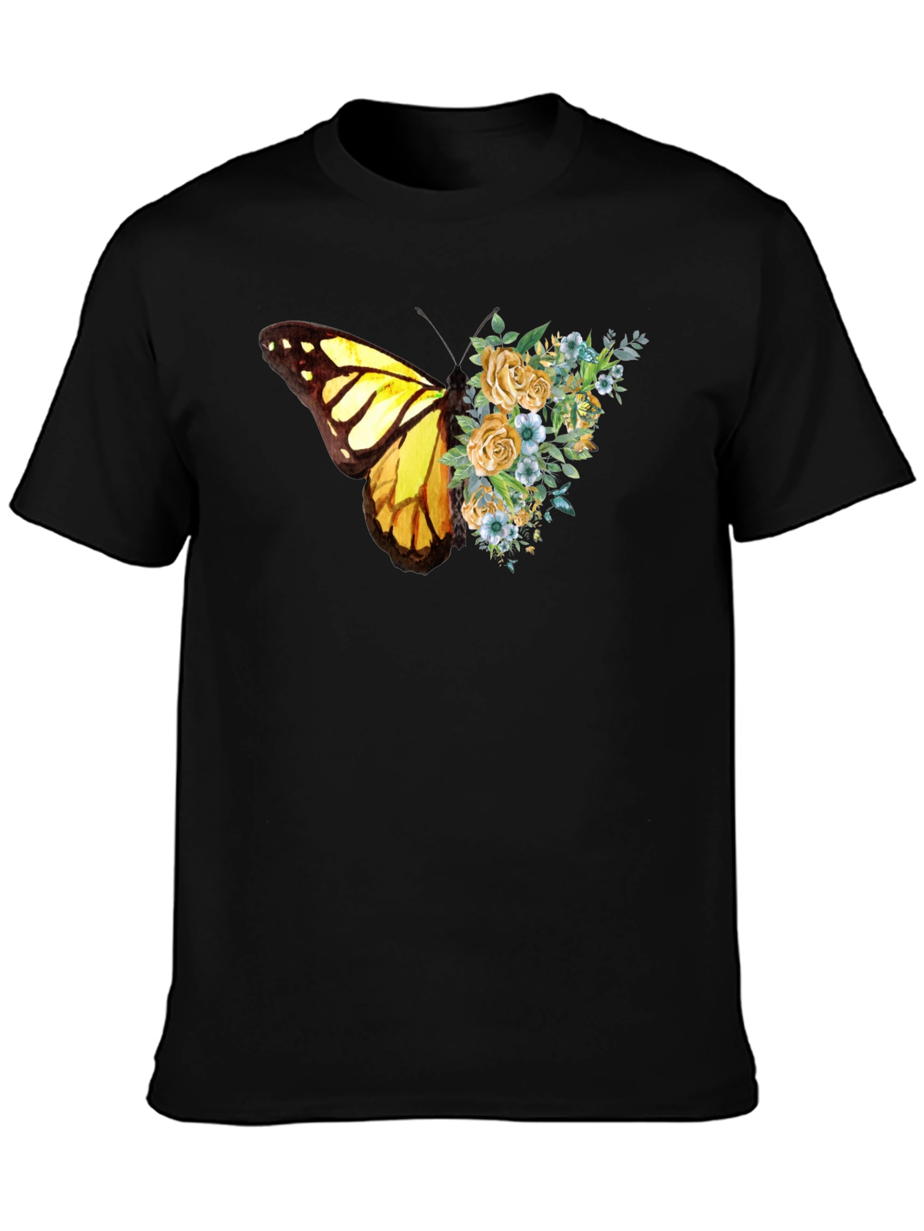Butterfly Floral Graphic Tee - Soft Cotton Blend