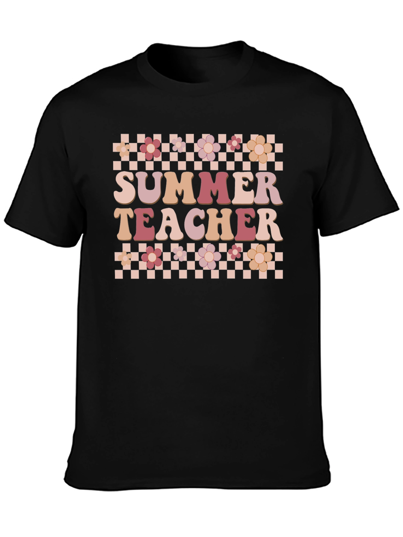 Summer Teacher Graphic Tee - Retro Floral Design