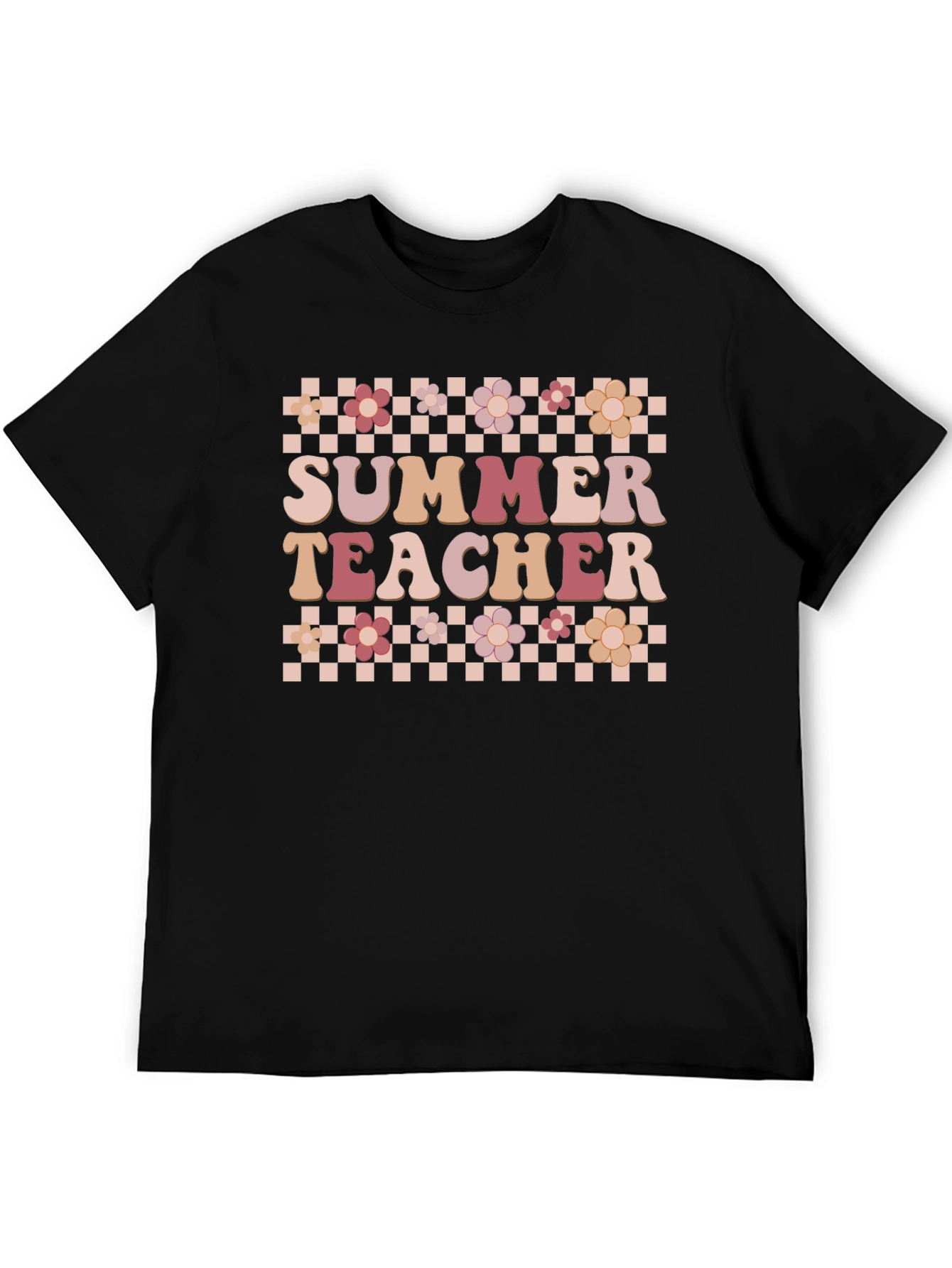 Summer Teacher Graphic Tee - Retro Floral Design