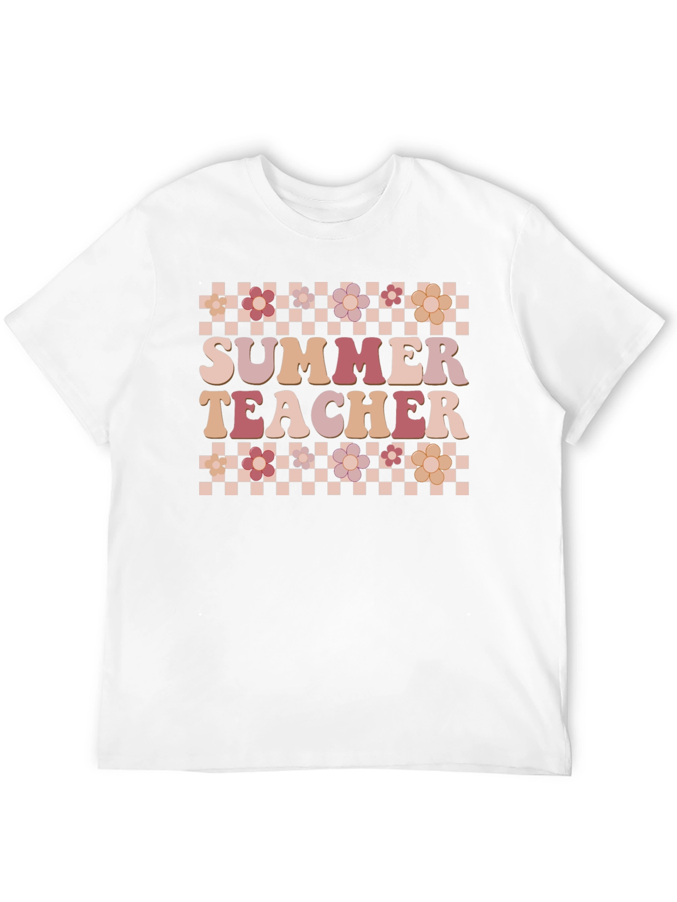 Summer Teacher Graphic Tee - Retro Floral Design