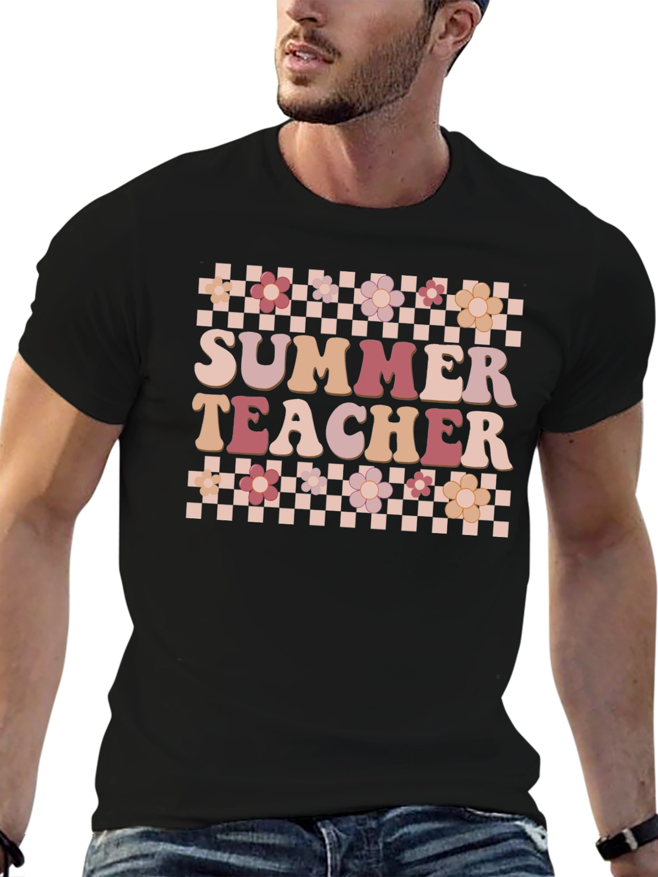 Summer Teacher Graphic Tee - Retro Floral Design