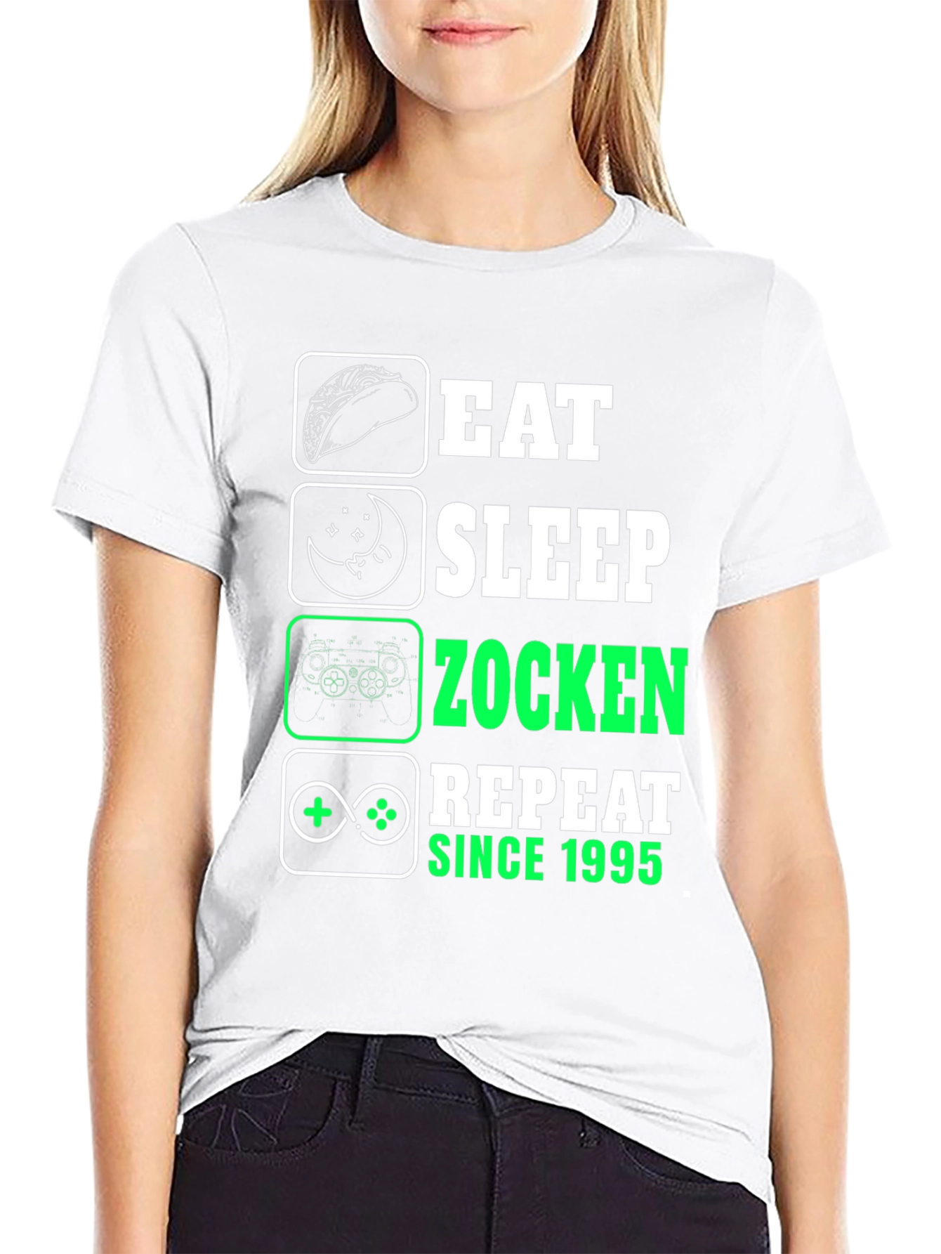 Eat Sleep Zocken Repeat Since 1995 Graphic T-Shirt
