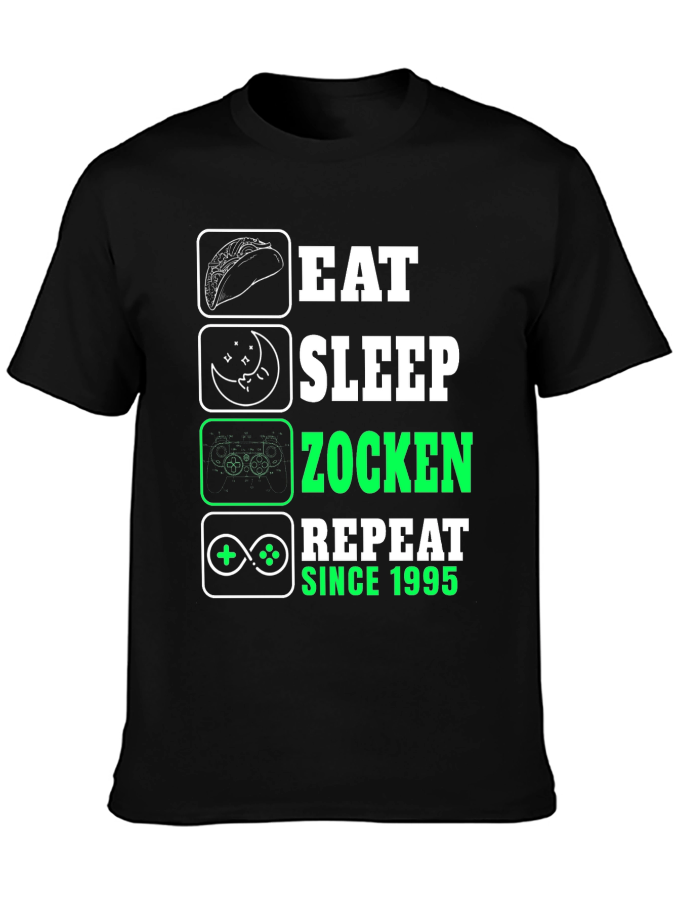 Eat Sleep Zocken Repeat Since 1995 Graphic T-Shirt