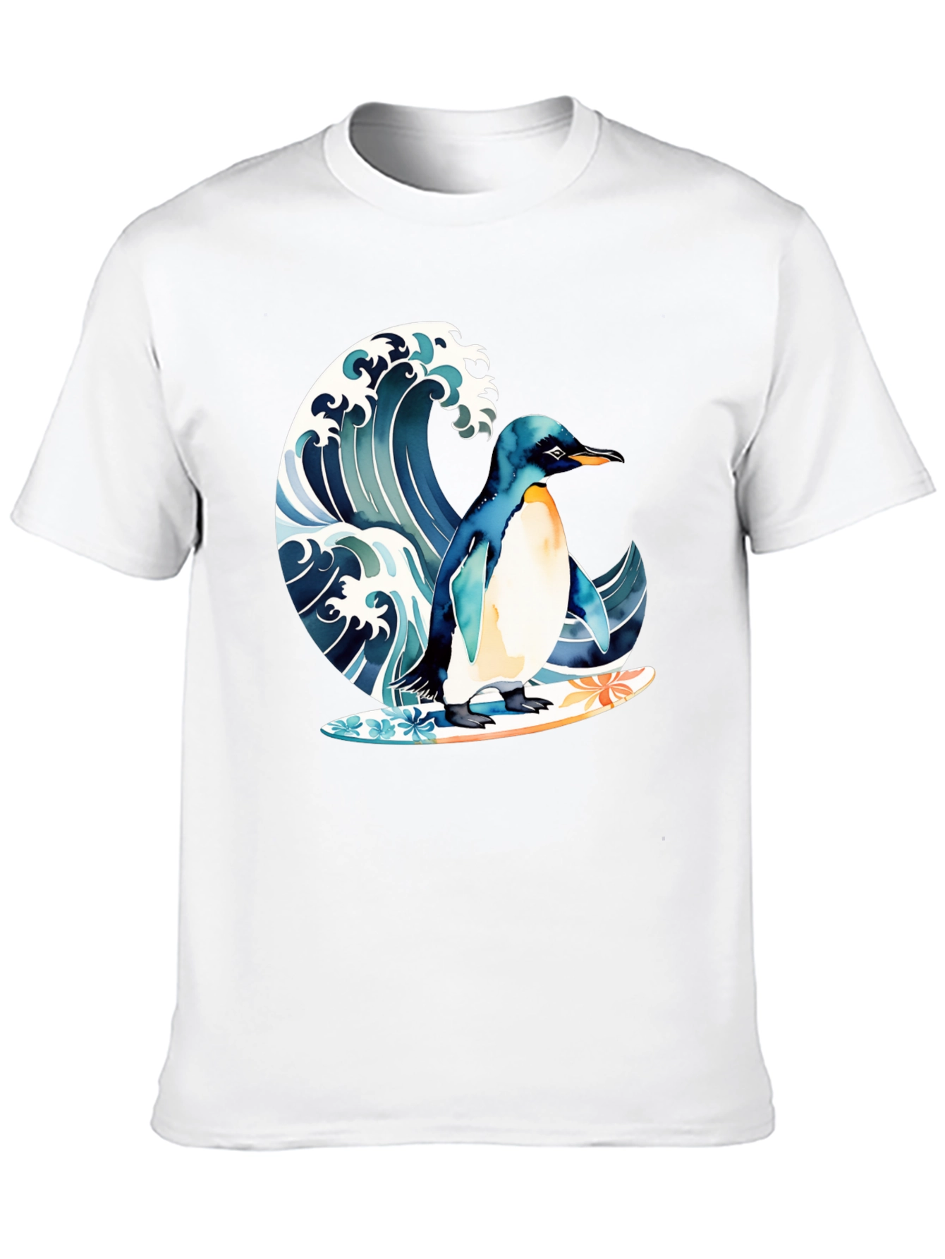Penguin Surfing Wave Graphic T-Shirt
