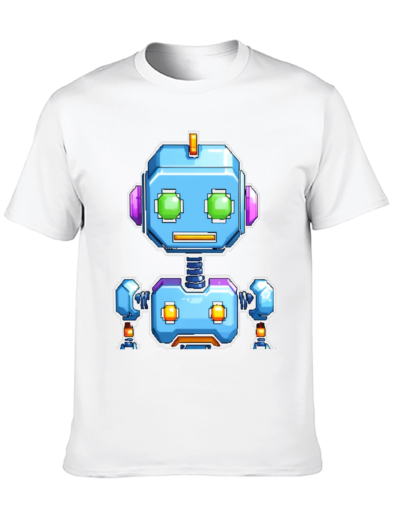 Retro Robot Graphic Tee - Black Cotton Comfort