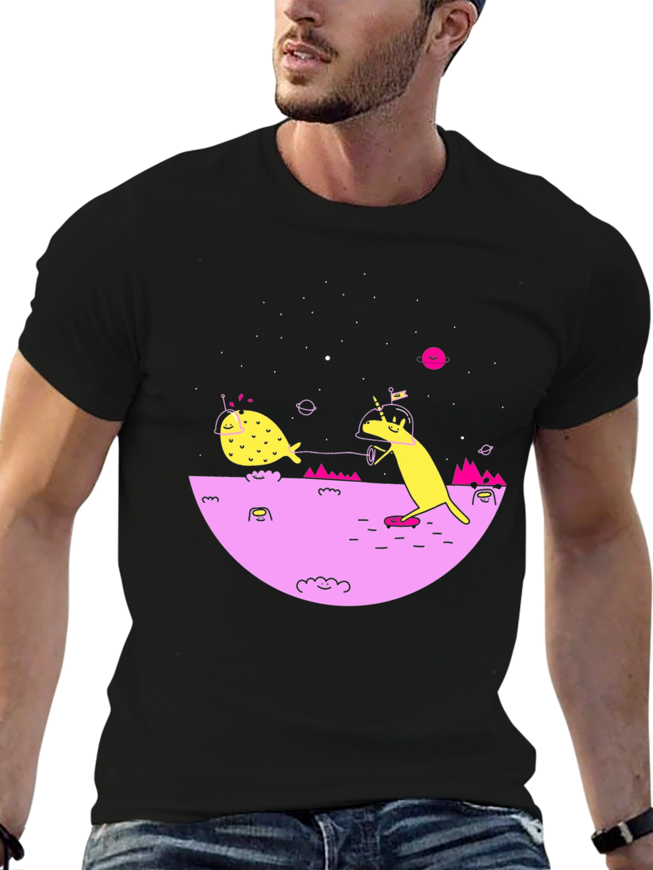 Cosmic Unicorn Black Graphic Tee