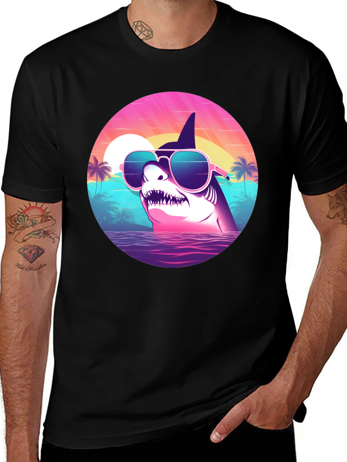 Shark Sunglasses Retro T-Shirt