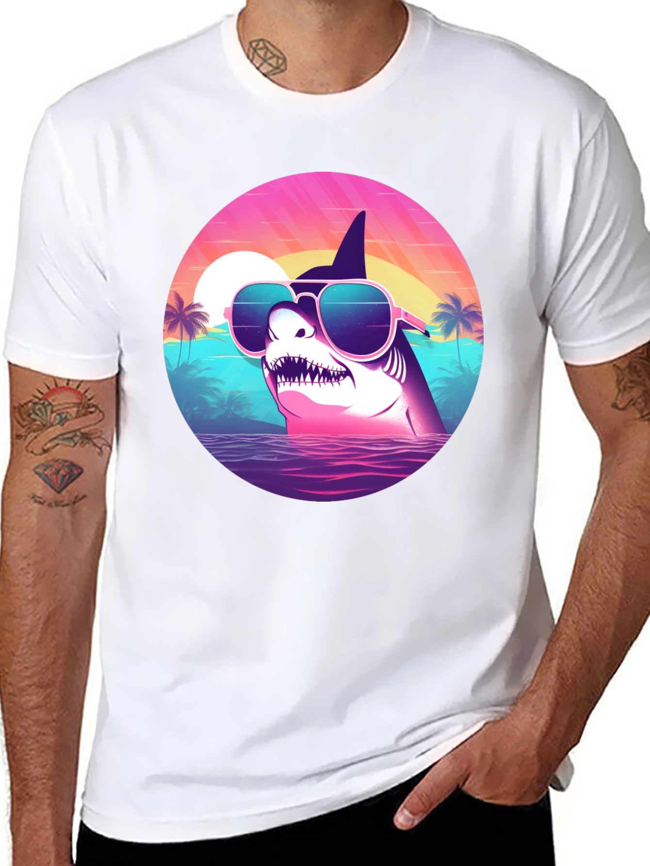 Shark Sunglasses Retro T-Shirt