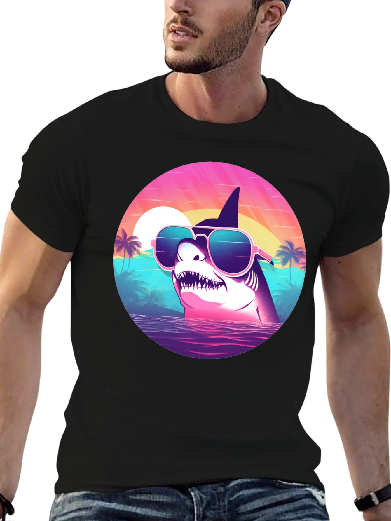 Shark Sunglasses Retro T-Shirt