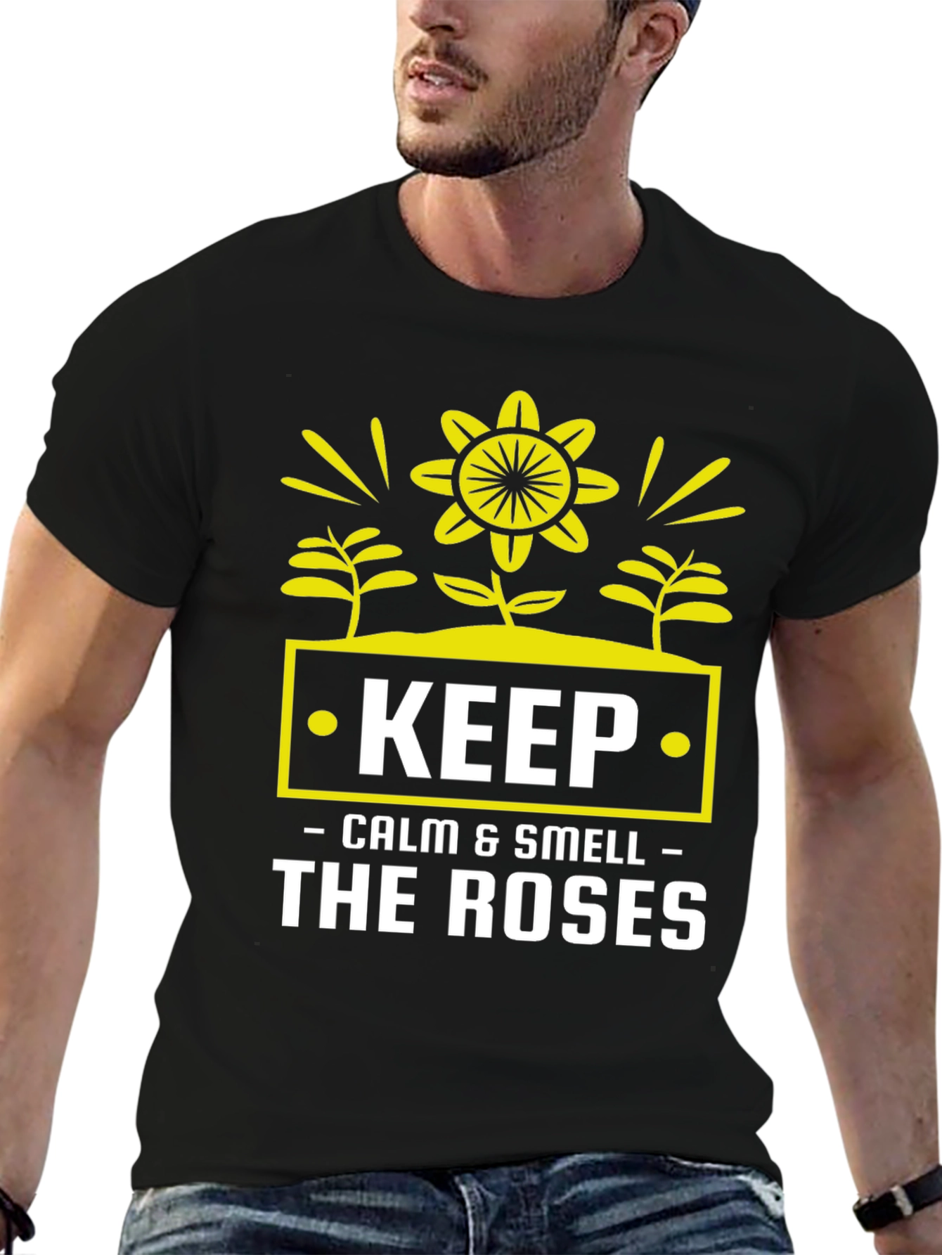 Keep Calm & Smell Roses Graphic T-Shirt