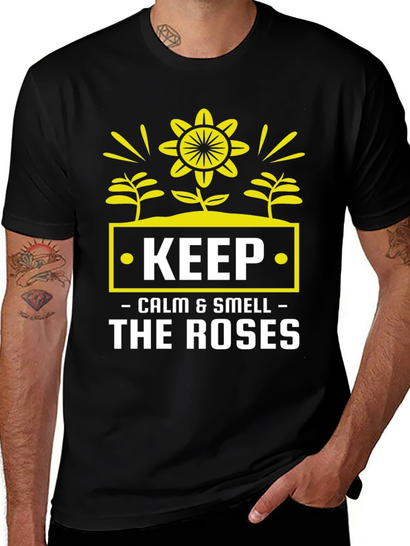 Keep Calm & Smell Roses Graphic T-Shirt