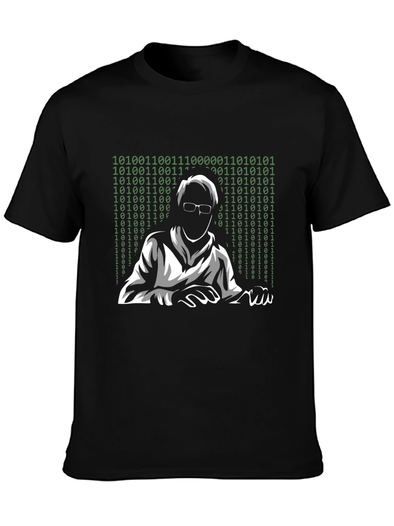 Coder T-Shirt - Binary Silhouette Design