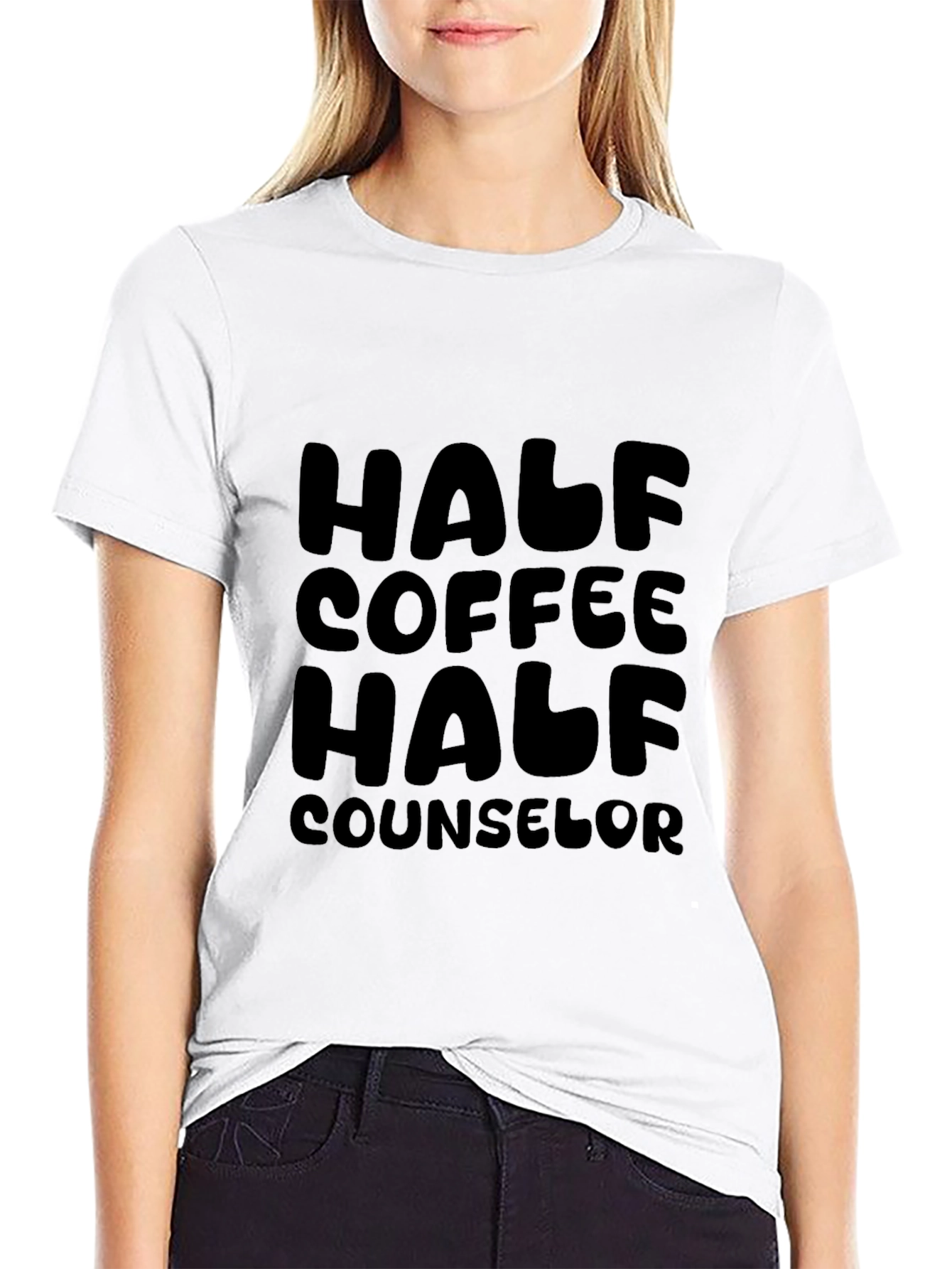 Half Coffee Half Counselor Graphic T-Shirt