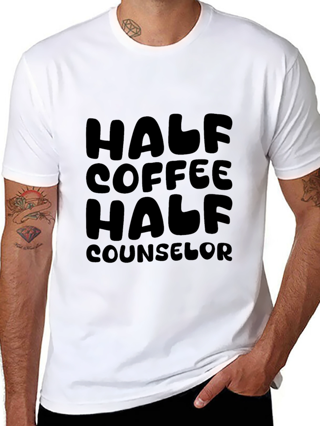 Half Coffee Half Counselor Graphic T-Shirt