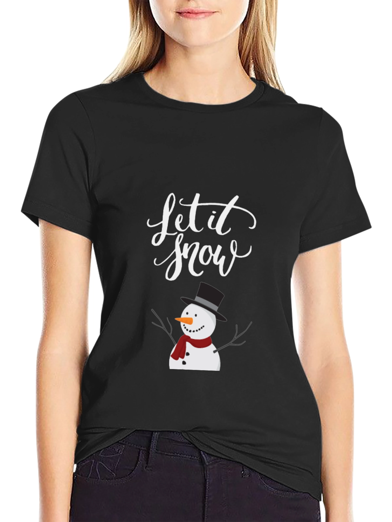 Festive Let it Snow Snowman Graphic Tee