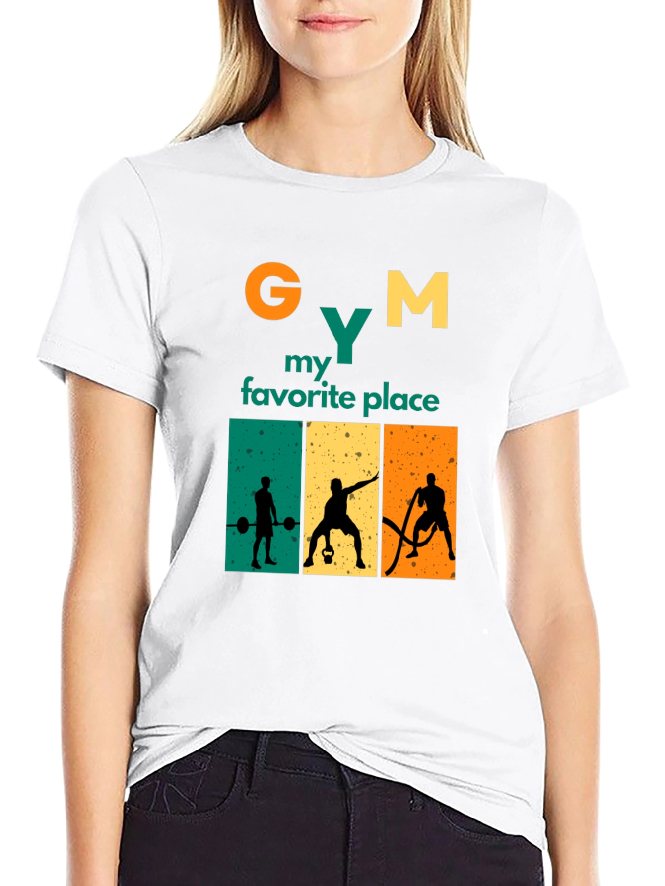 Gym My Favorite Place Black Graphic Tee