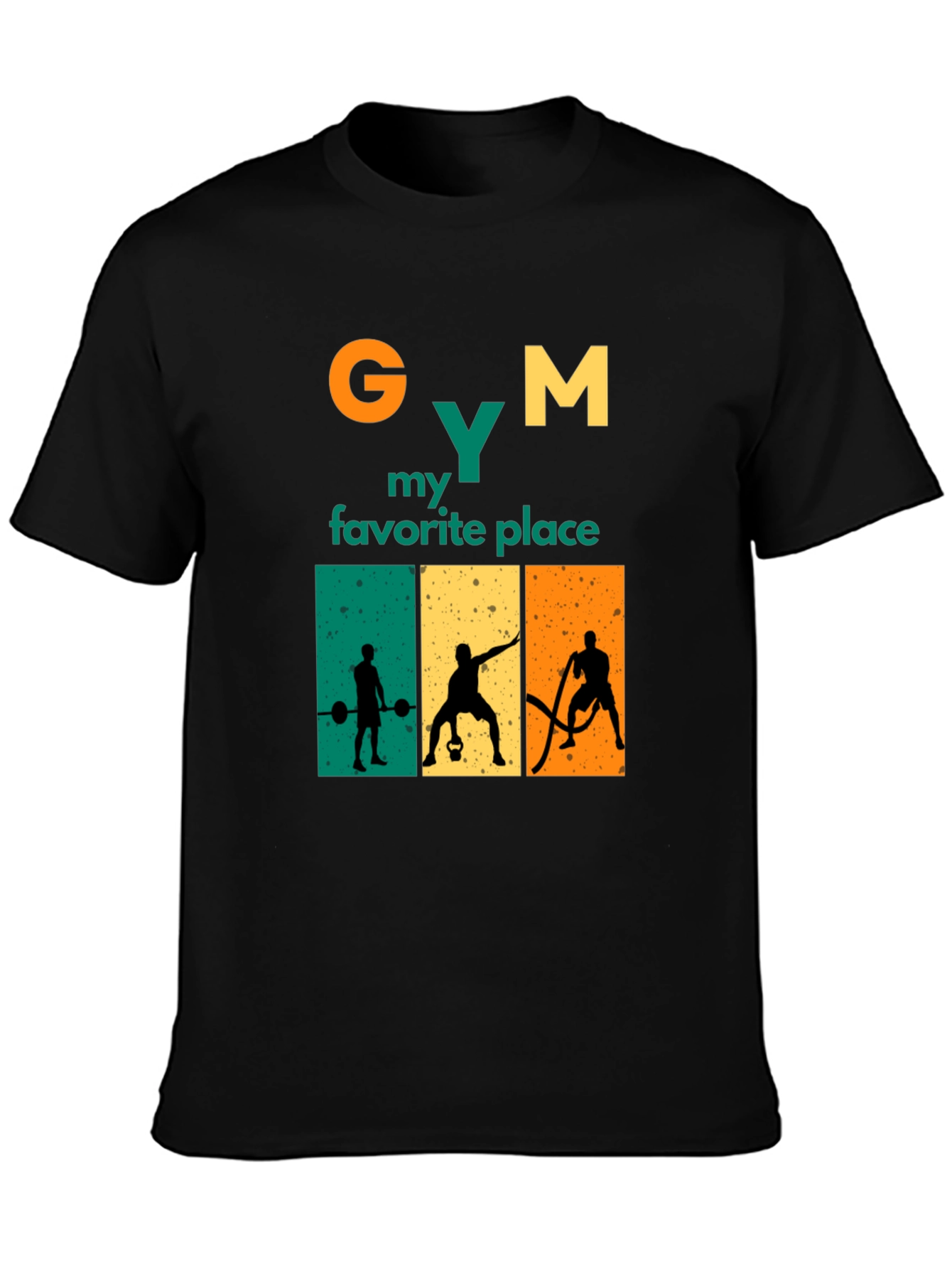 Gym My Favorite Place Black Graphic Tee