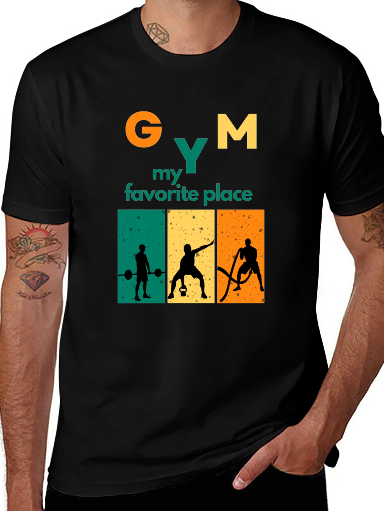 Gym My Favorite Place Black Graphic Tee
