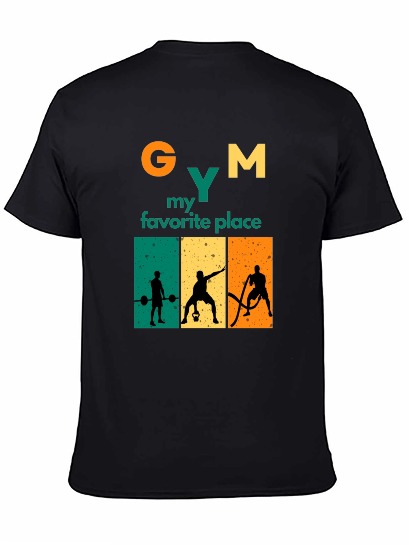 Gym My Favorite Place Black Graphic Tee