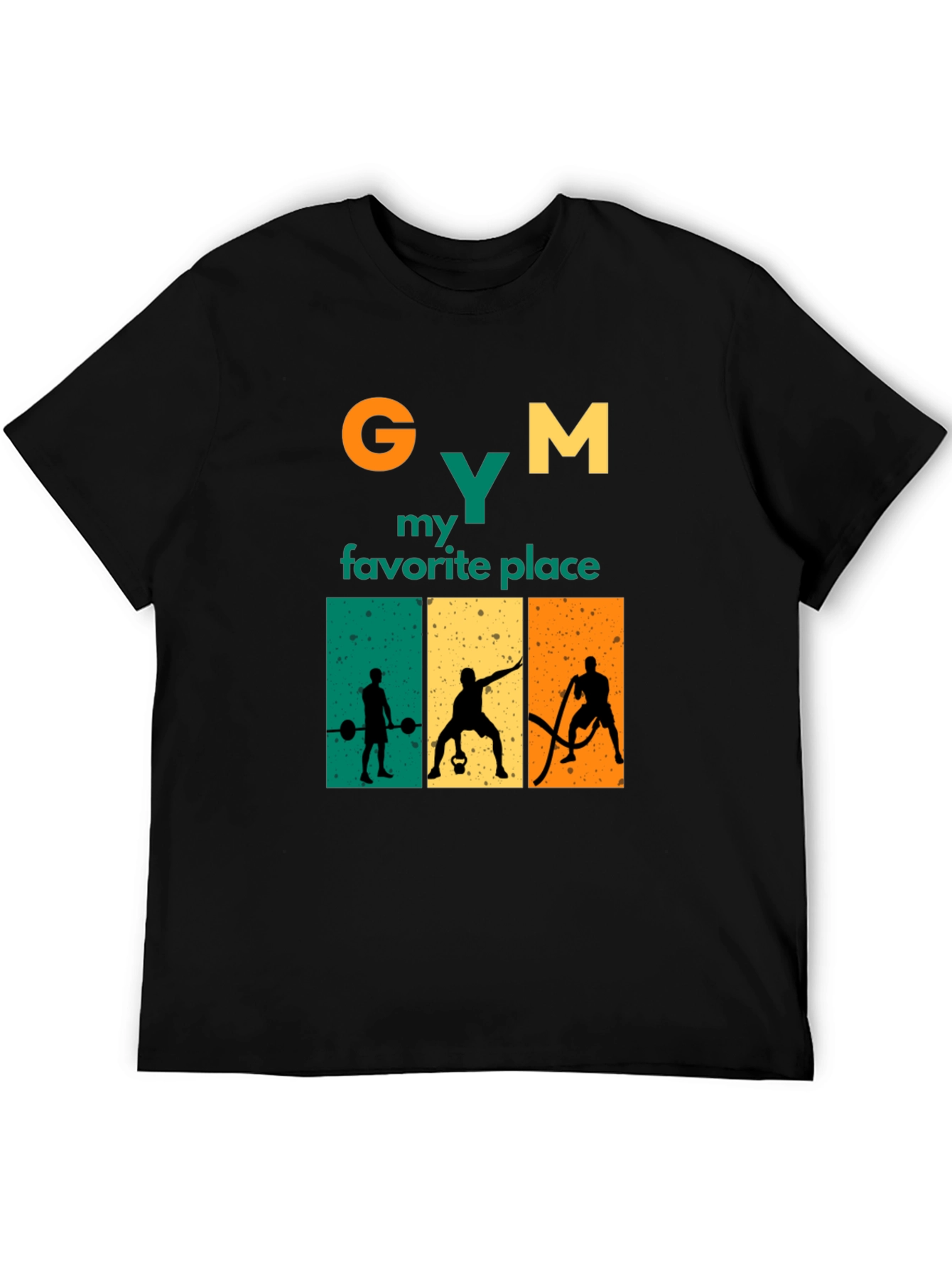 Gym My Favorite Place Black Graphic Tee