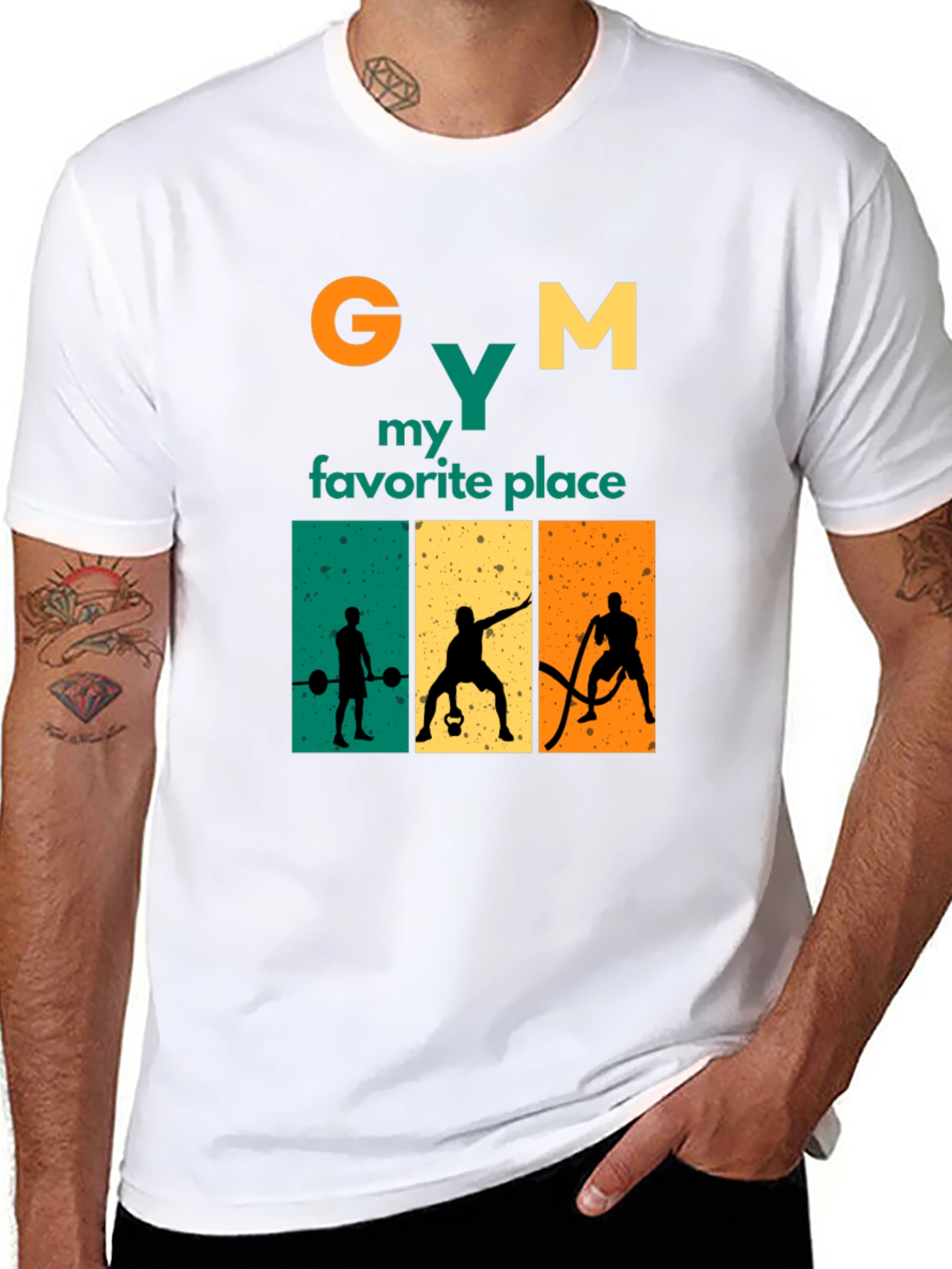 Gym My Favorite Place Black Graphic Tee