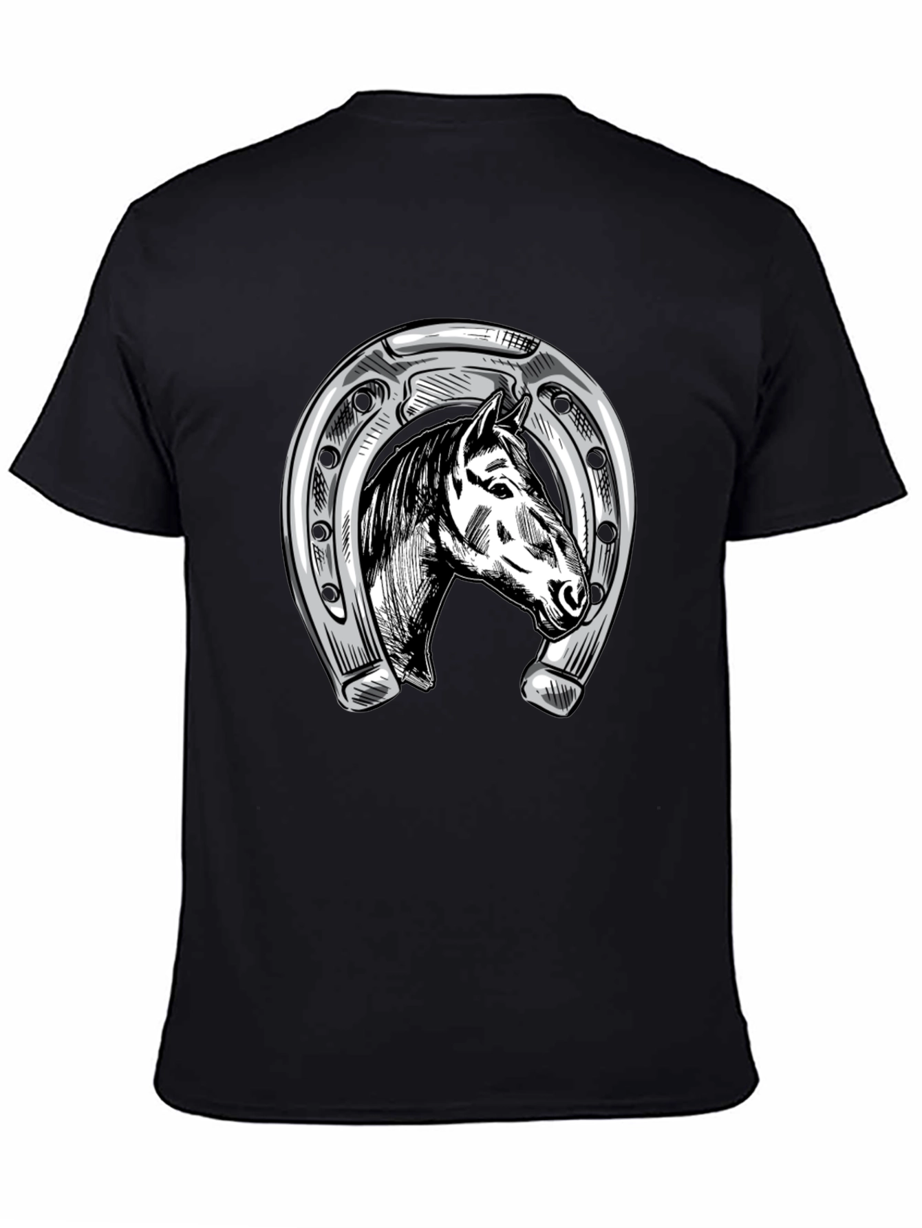 Horse & Horseshoe Graphic Tee - Black