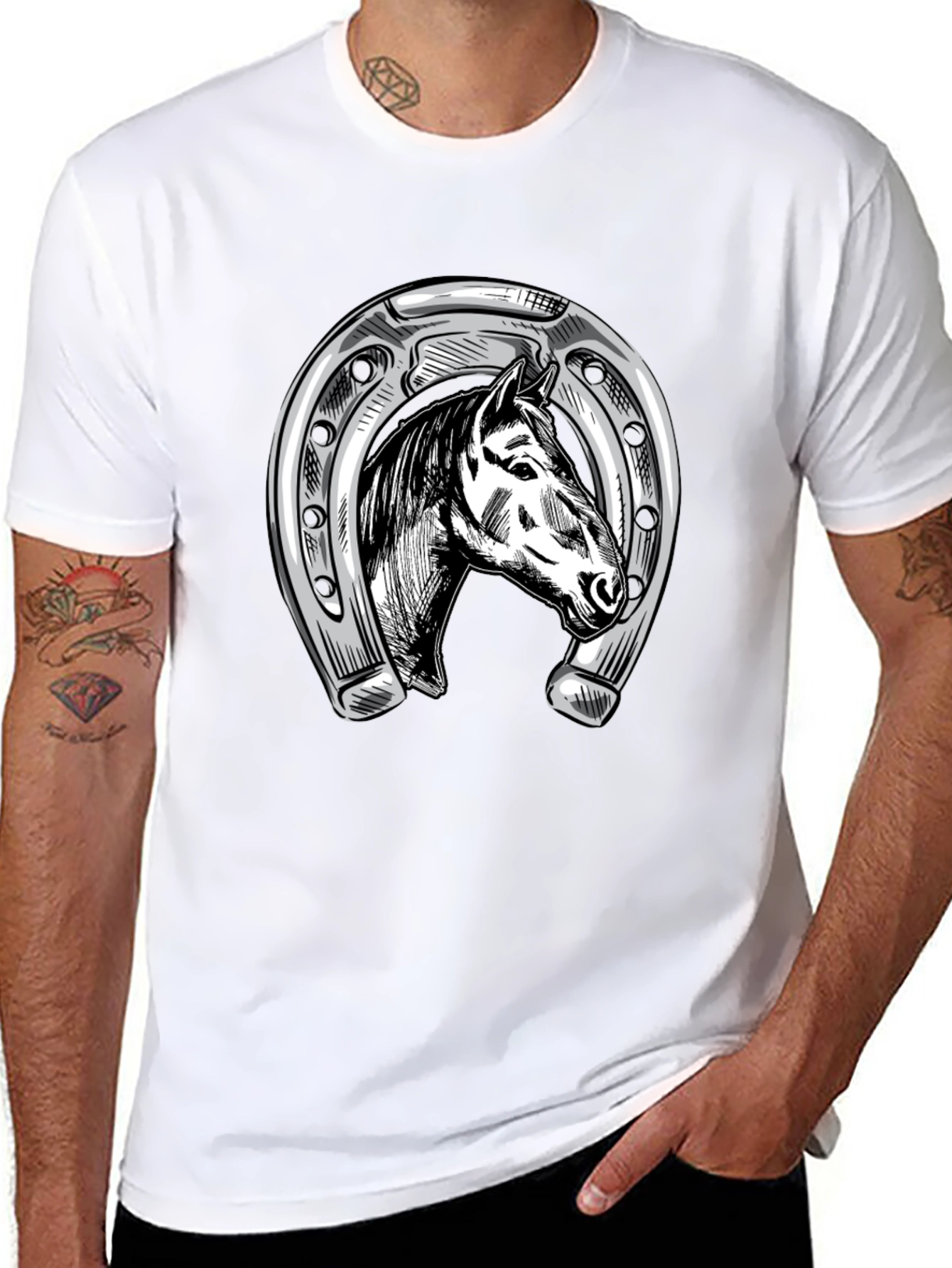 Horse & Horseshoe Graphic Tee - Black