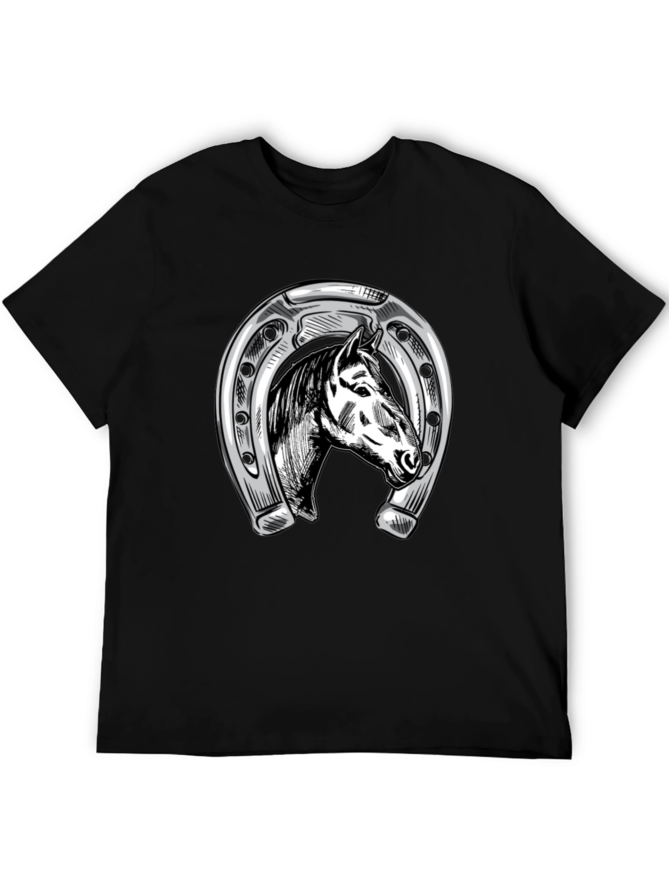 Horse & Horseshoe Graphic Tee - Black