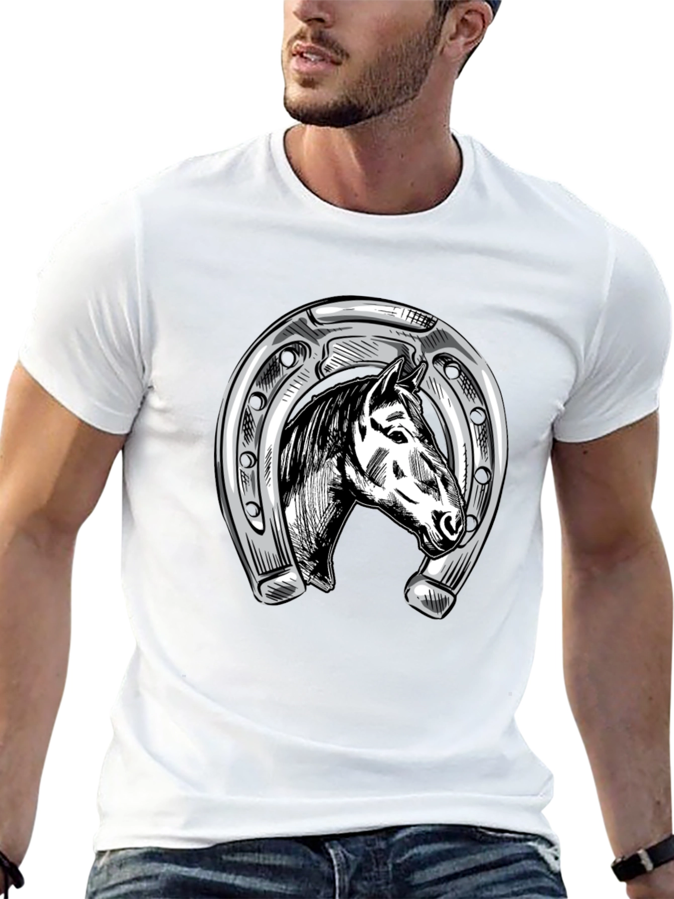 Horse & Horseshoe Graphic Tee - Black
