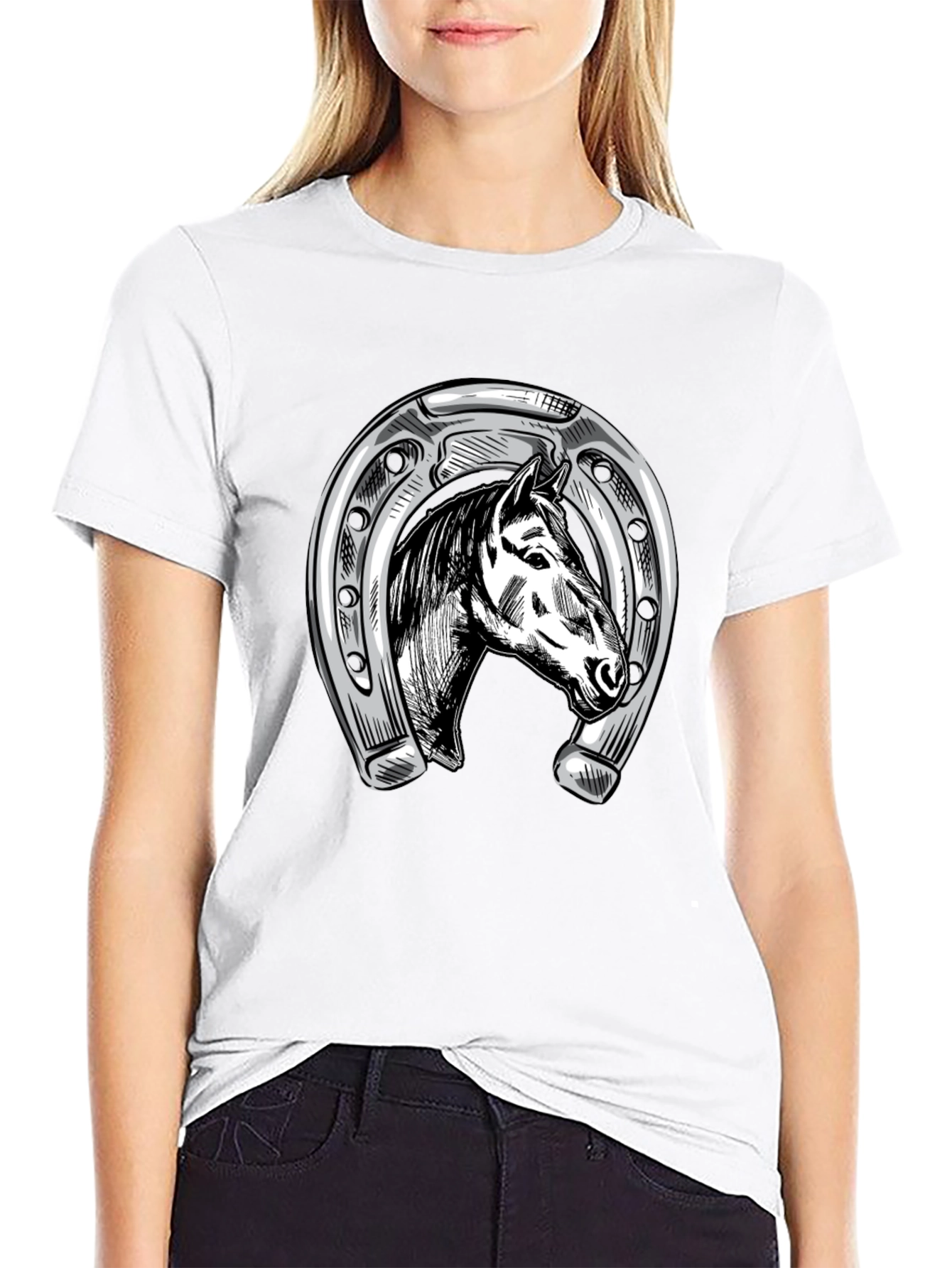 Horse & Horseshoe Graphic Tee - Black