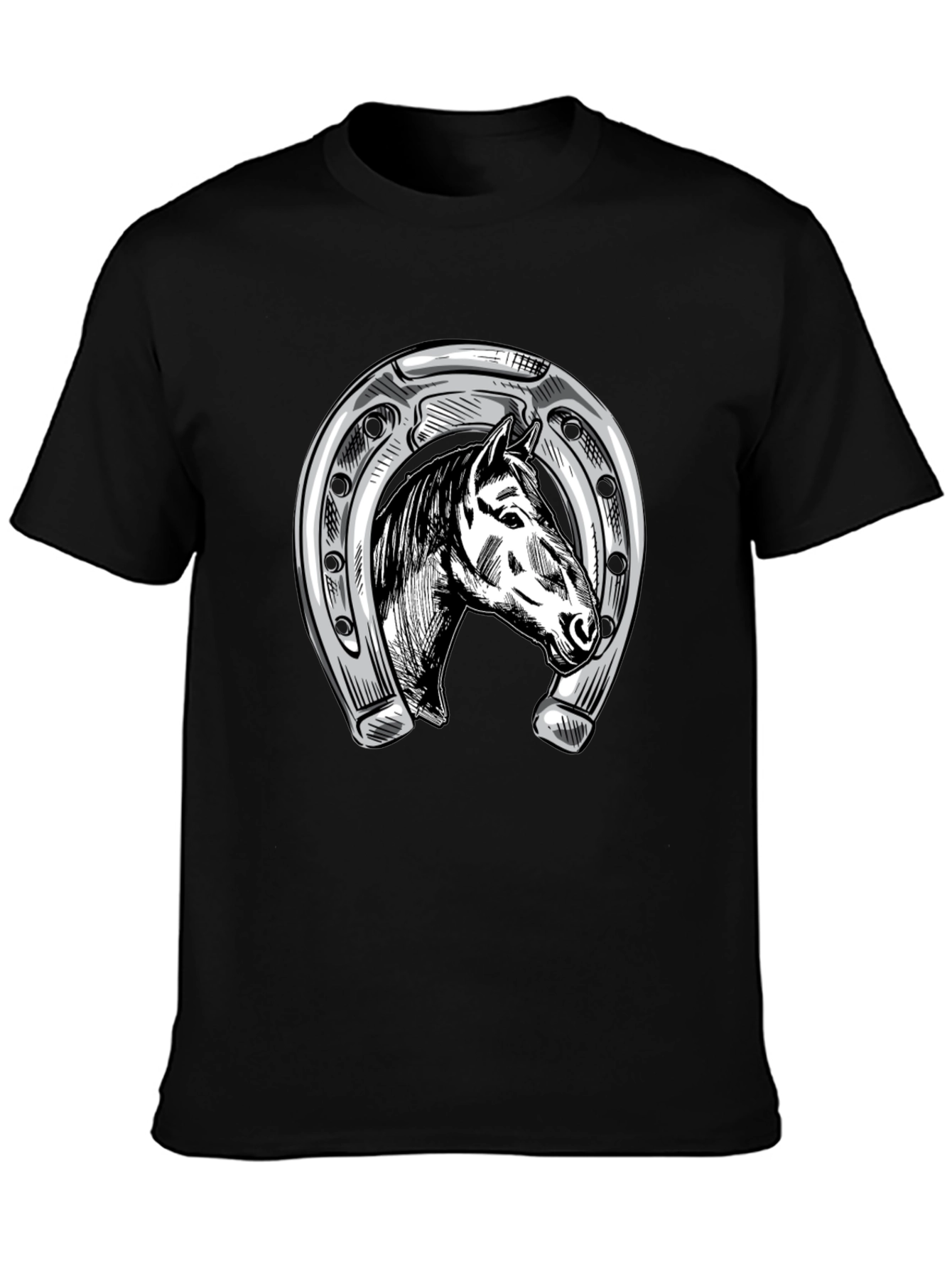 Horse & Horseshoe Graphic Tee - Black