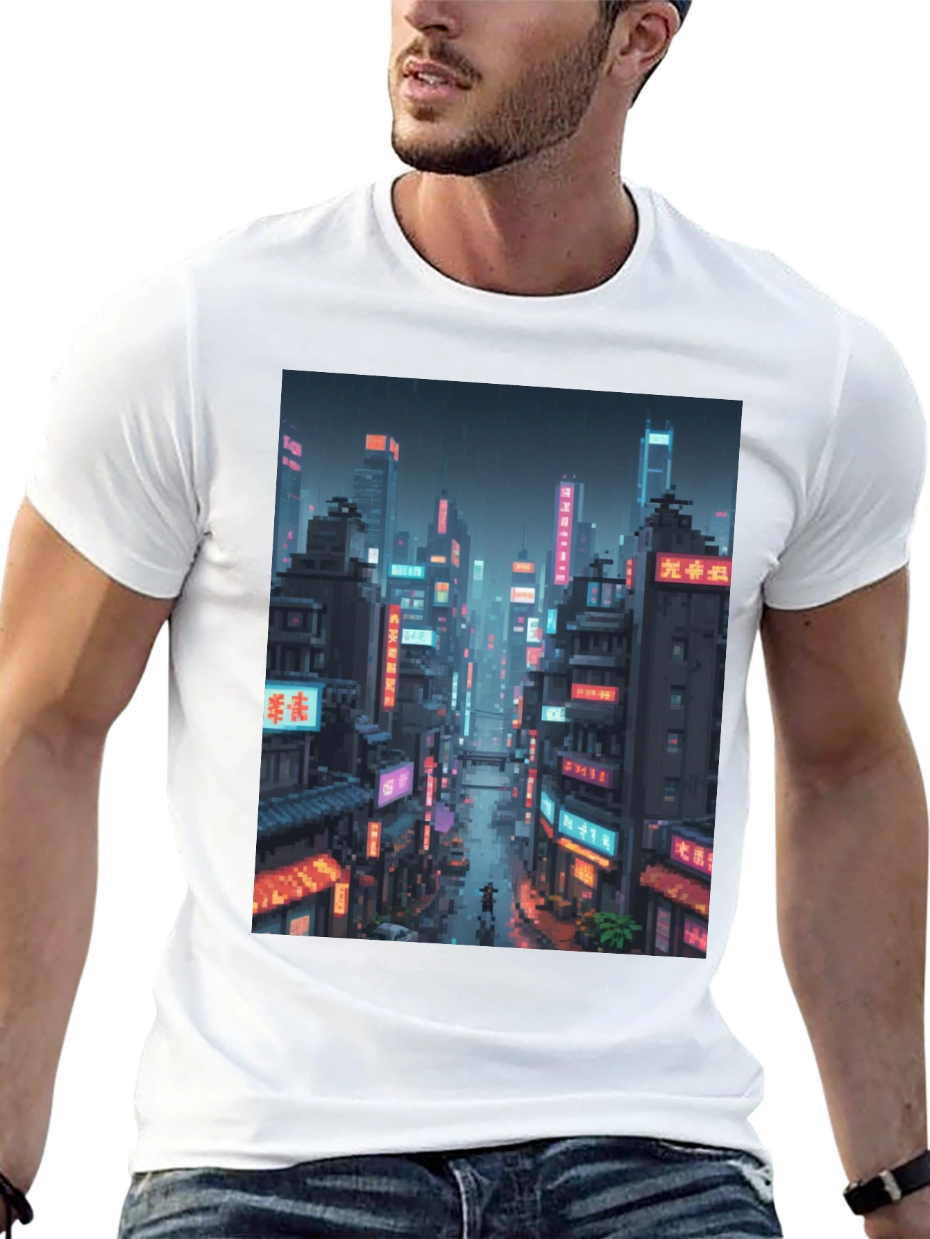 Cyberpunk Cityscape Graphic Tee - Urban Style