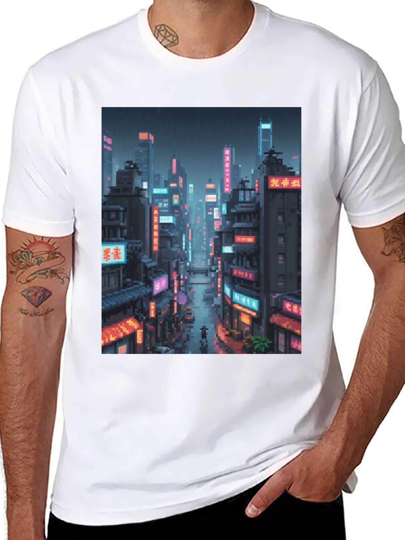 Cyberpunk Cityscape Graphic Tee - Urban Style