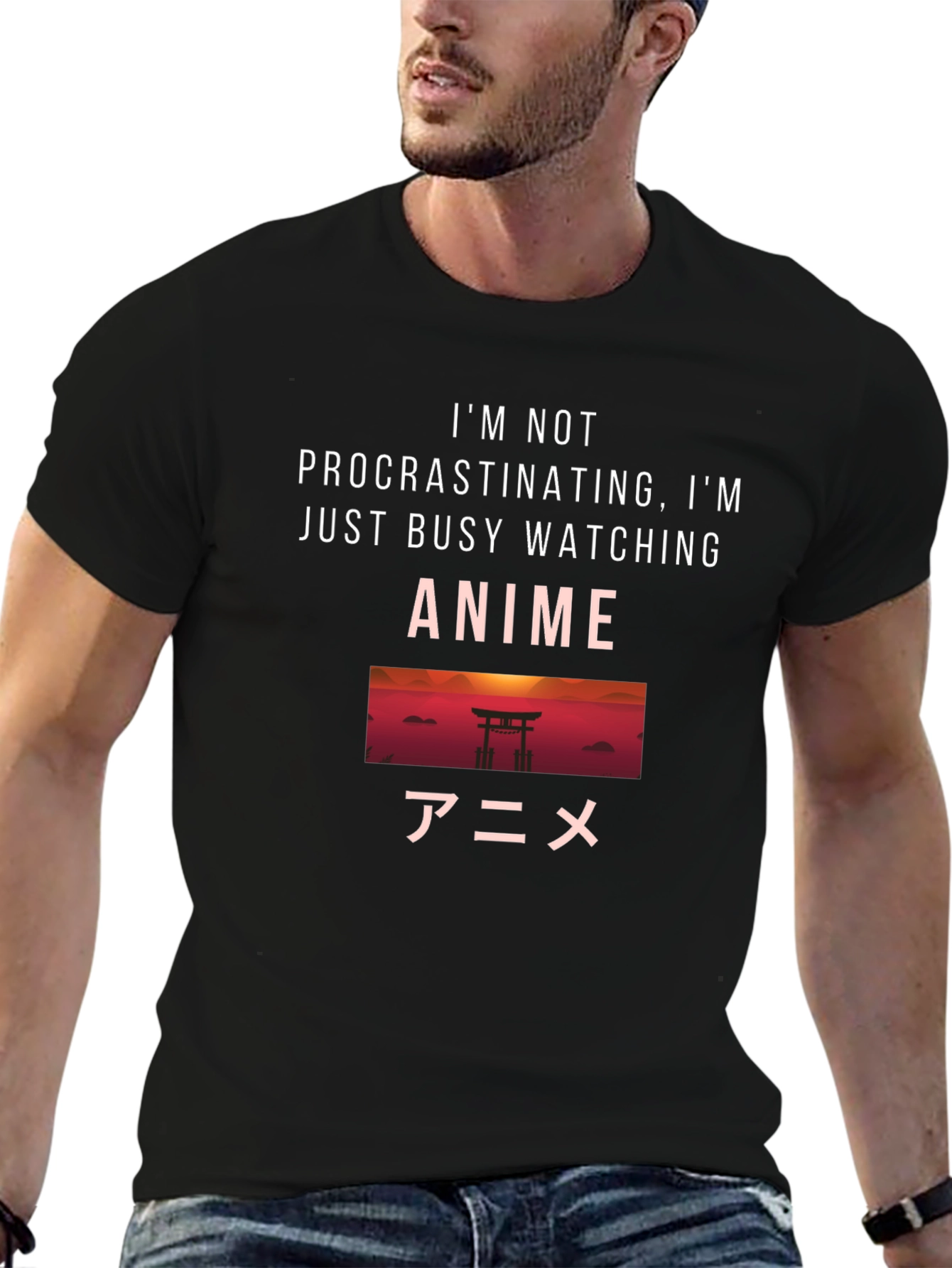 Anime Watching Black T-Shirt