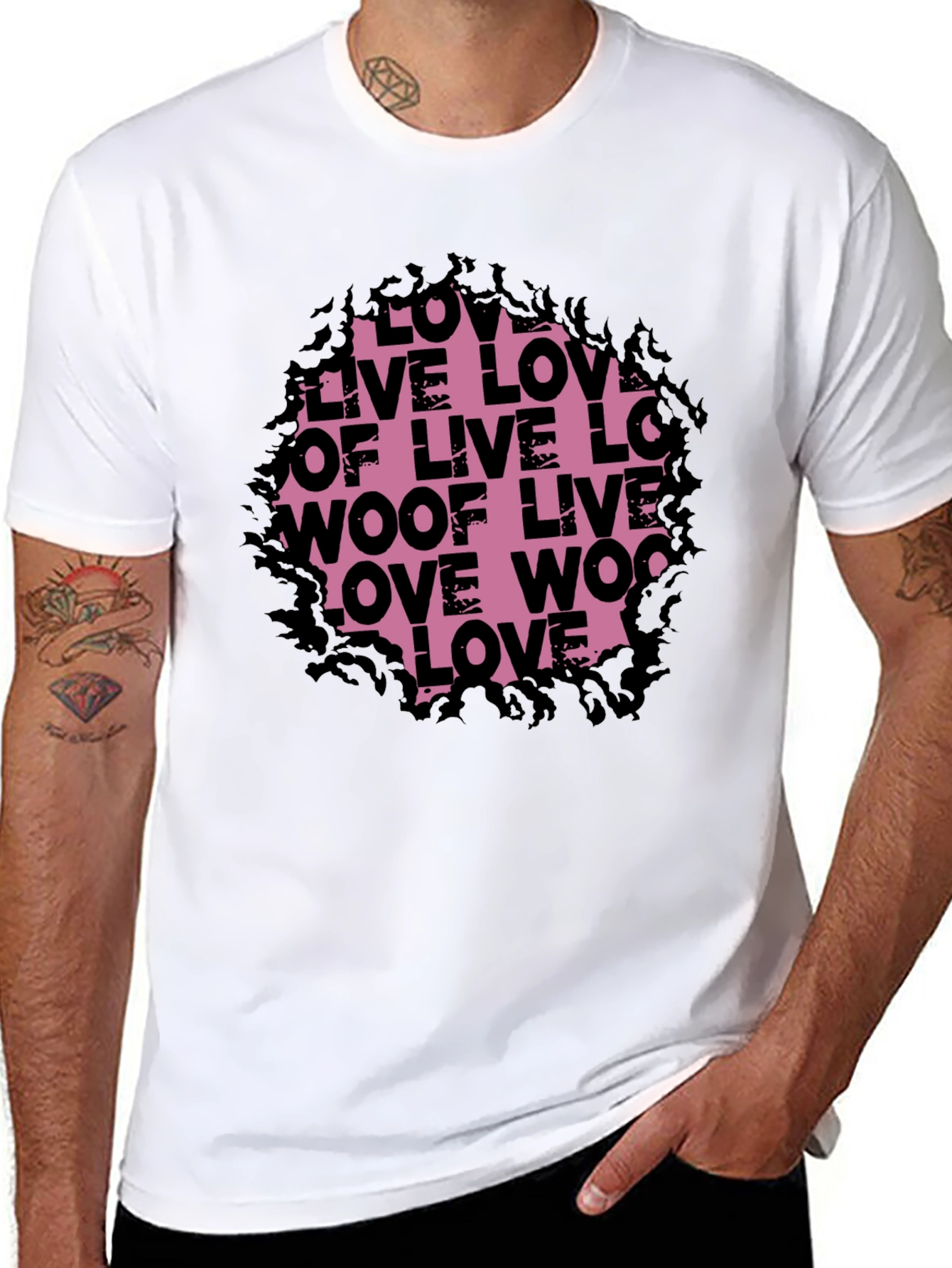 Love Live Woof Graphic Tee - Black